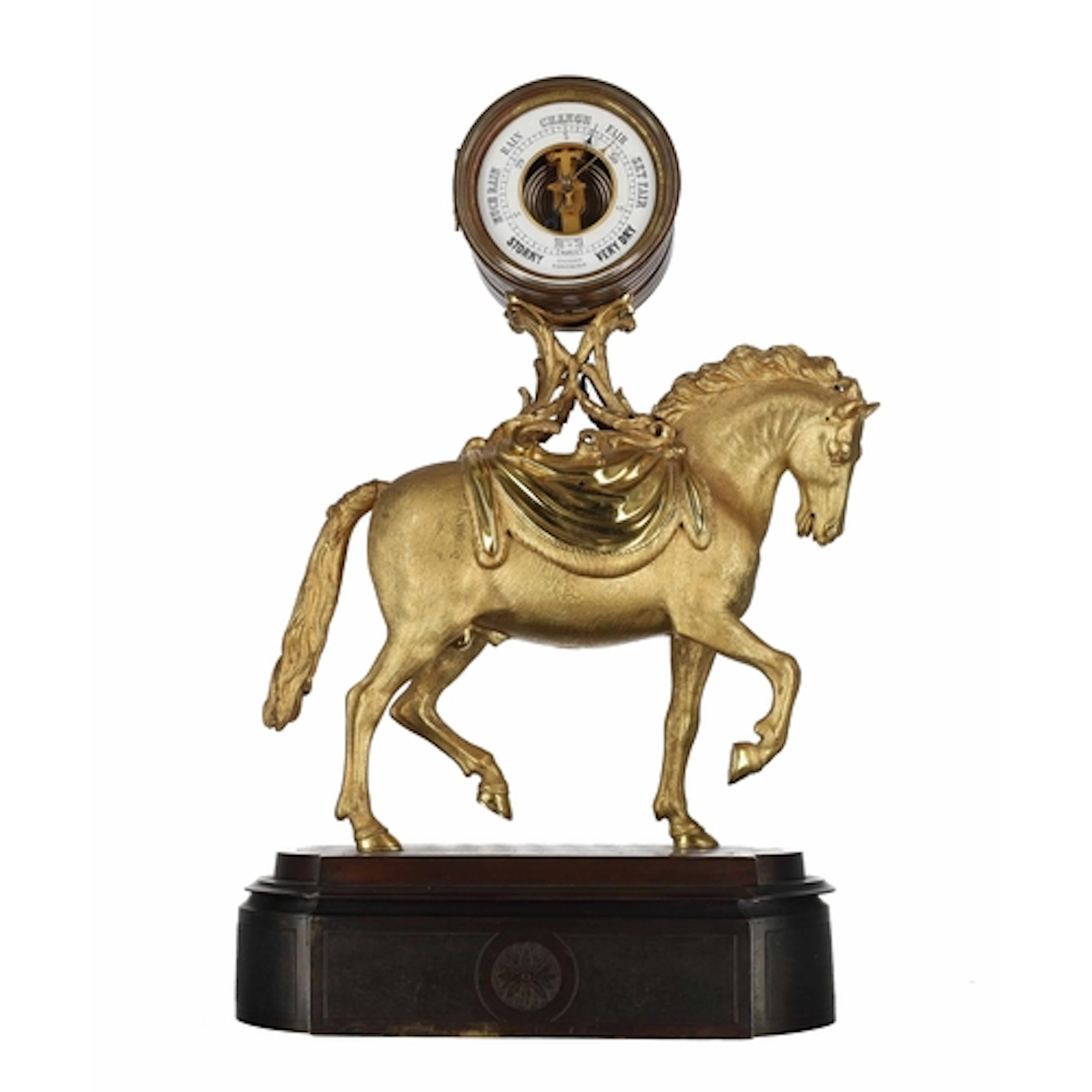 Good French ormolu figural study of a horse with swag saddle...