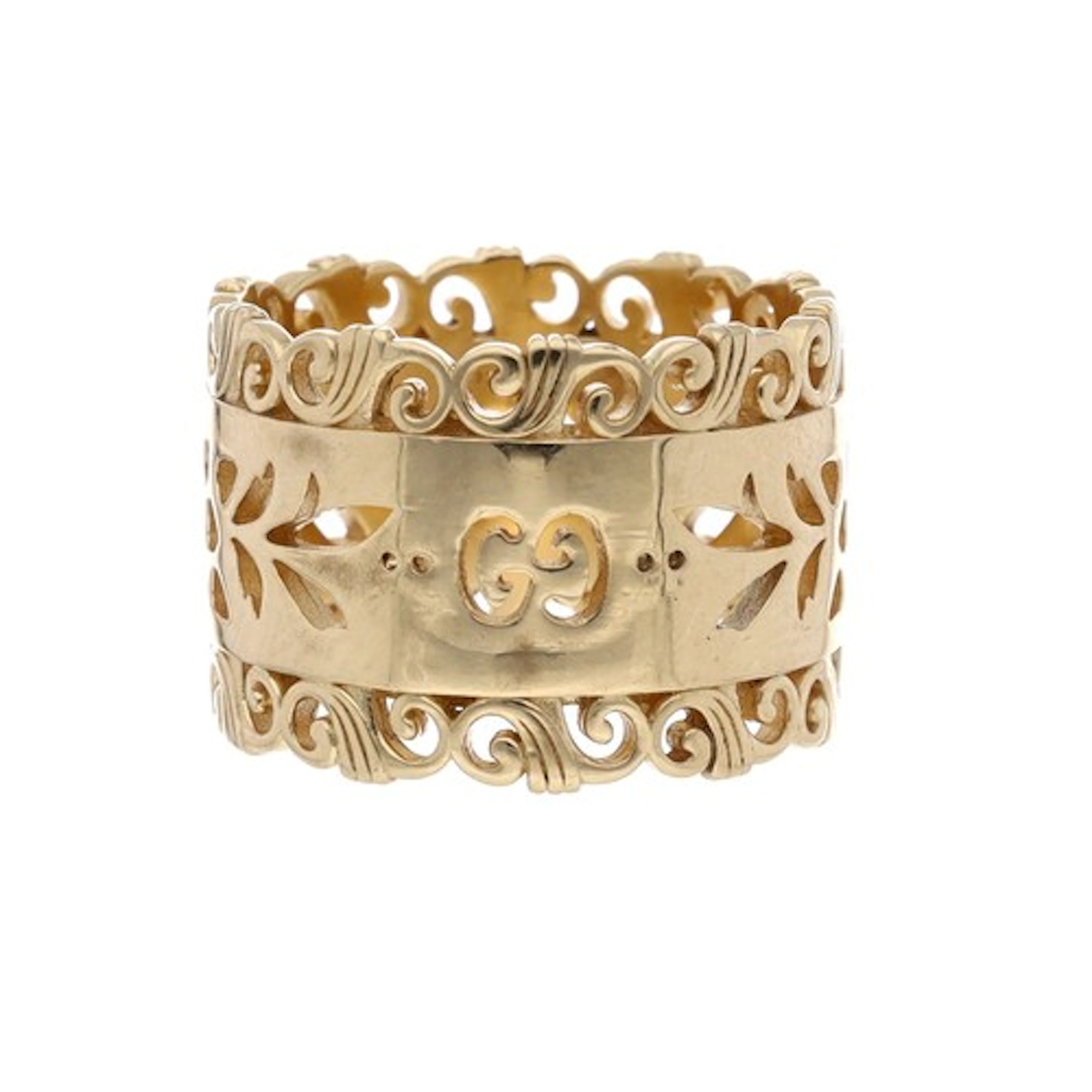 GUCCI Icon Blooms 18ct band ring, signed, width 13mm, 10.9gm...
