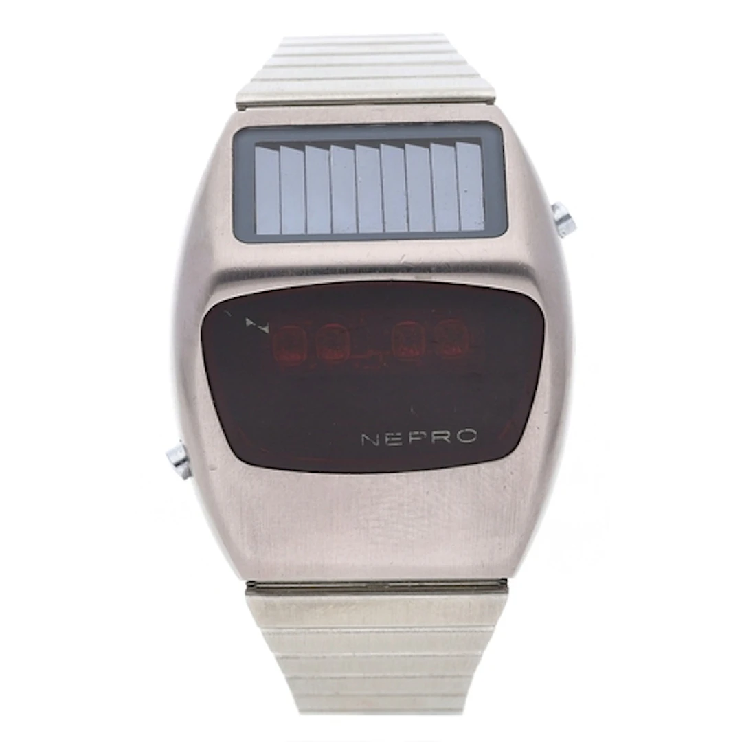 Rare Nepro Solar digital LED stainless steel gentleman's wri...
