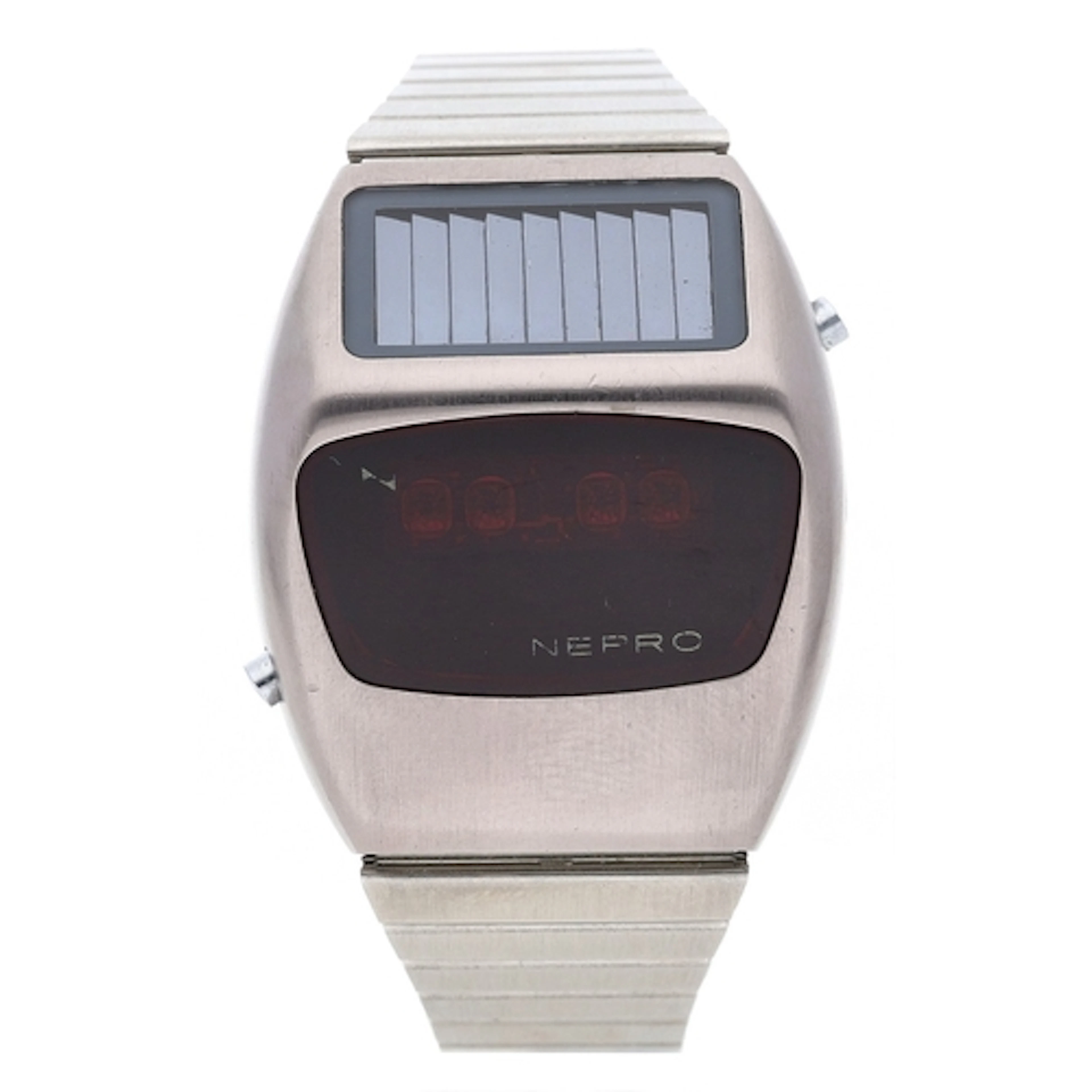 Rare Nepro Solar digital LED stainless steel gentleman's wri...
