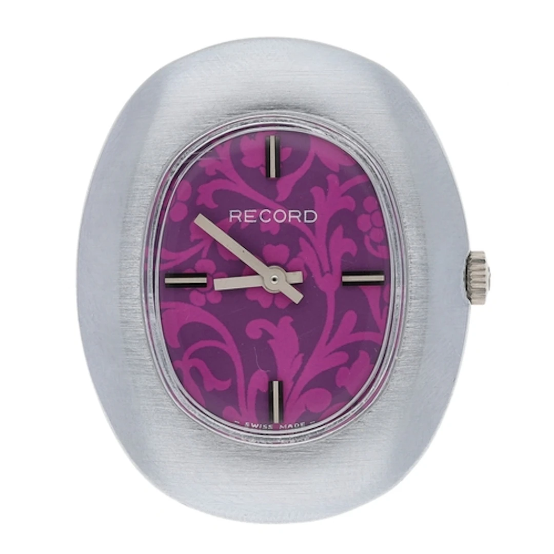 Record oval wristwatch, oval two-tone decorated dial, Record...