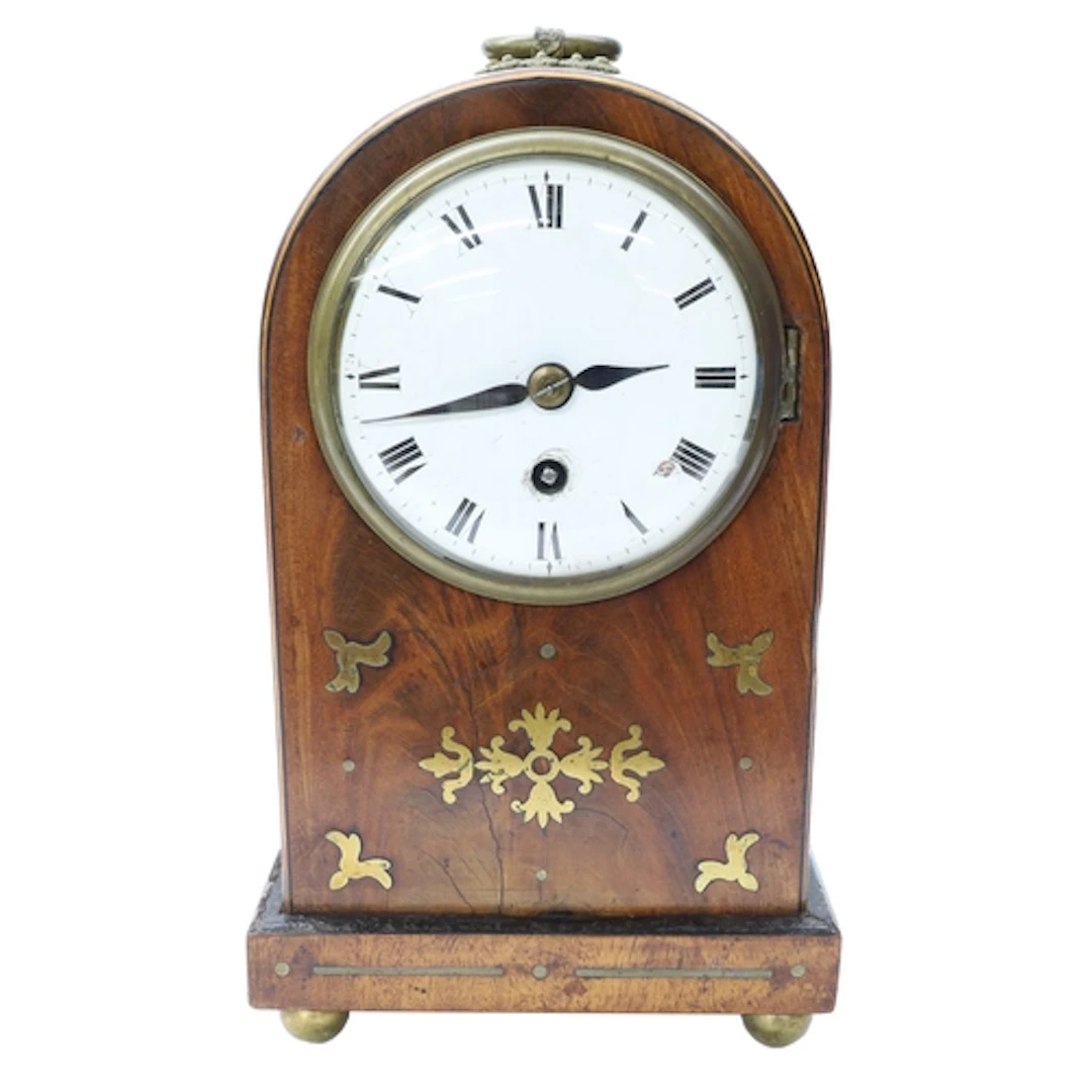 English 19th century single fusee mahogany and brass inlaid ...
