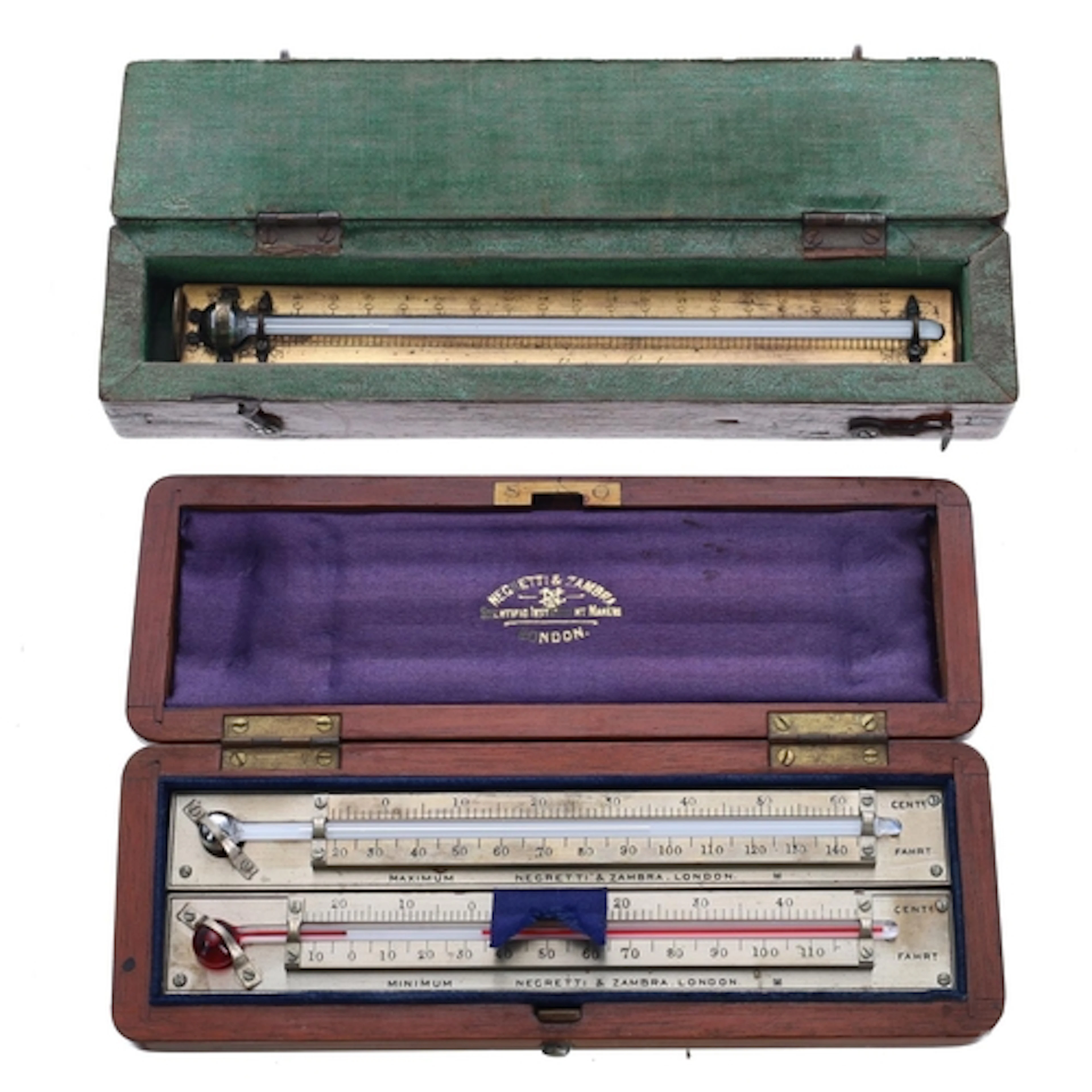 Pair of Negretti & Zambra late 19th century thermometers...