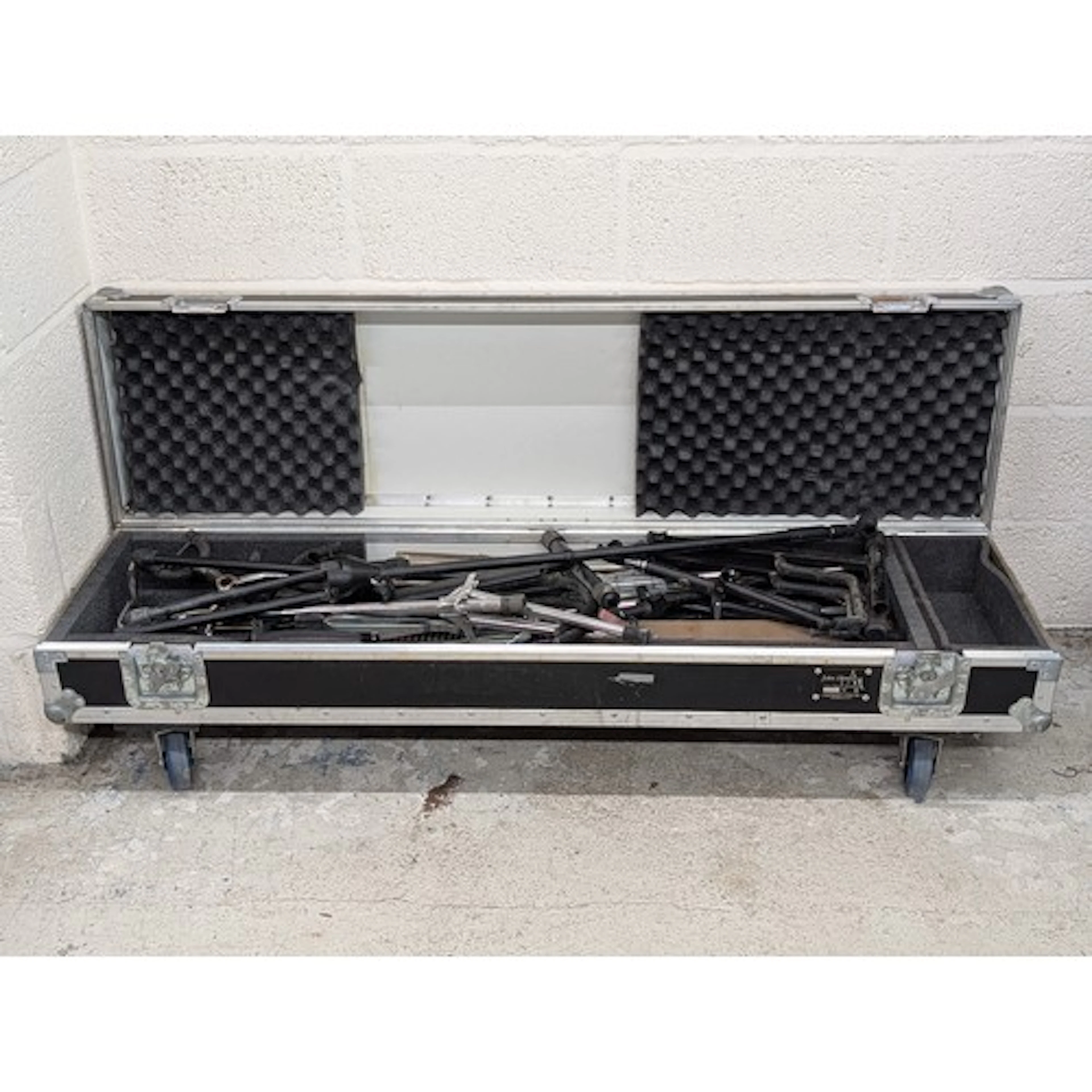 Heavy duty flight case on wheels, 60" long, 16" deep, 15" hi...