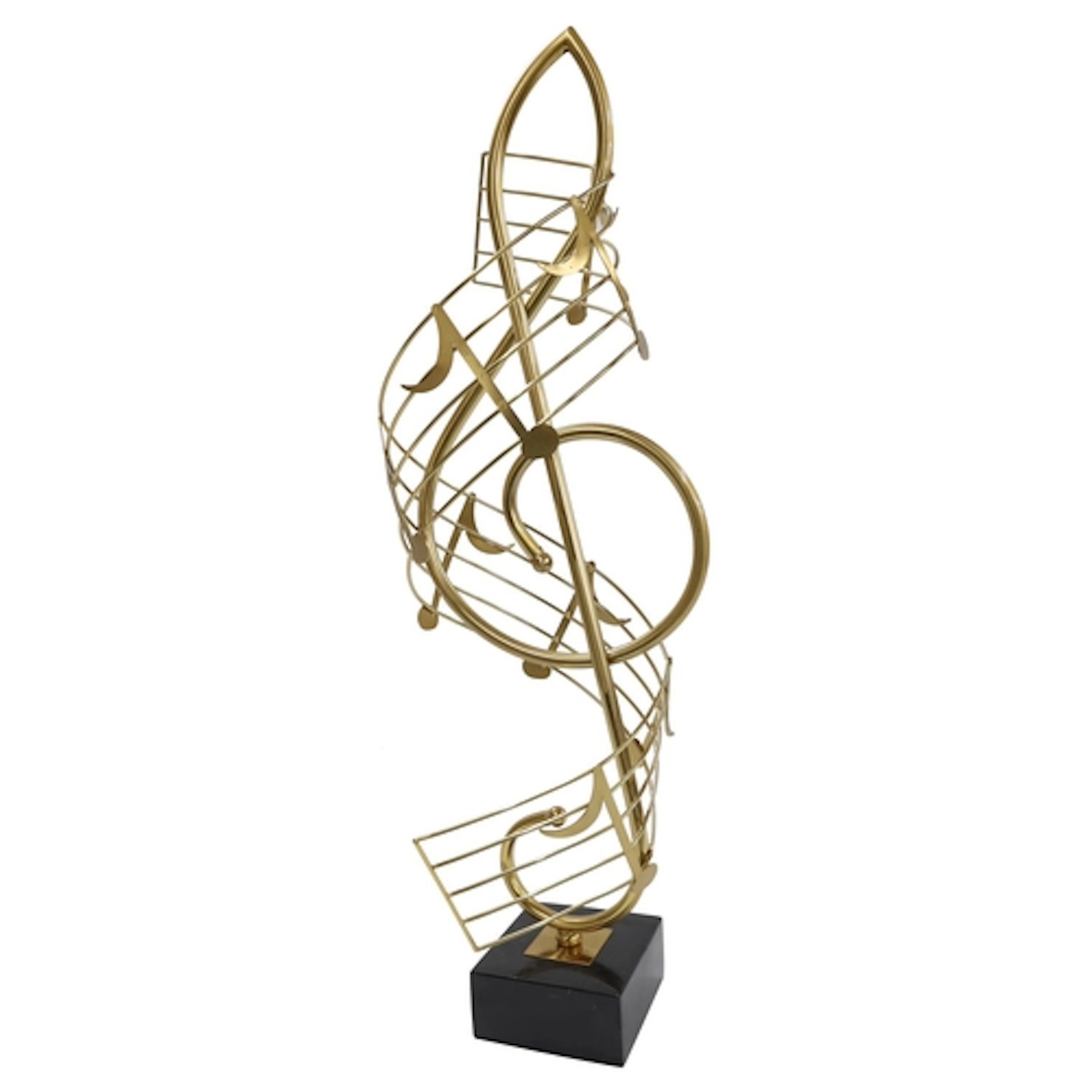 Decorative musical metal sculpture, a treble clef within a s...