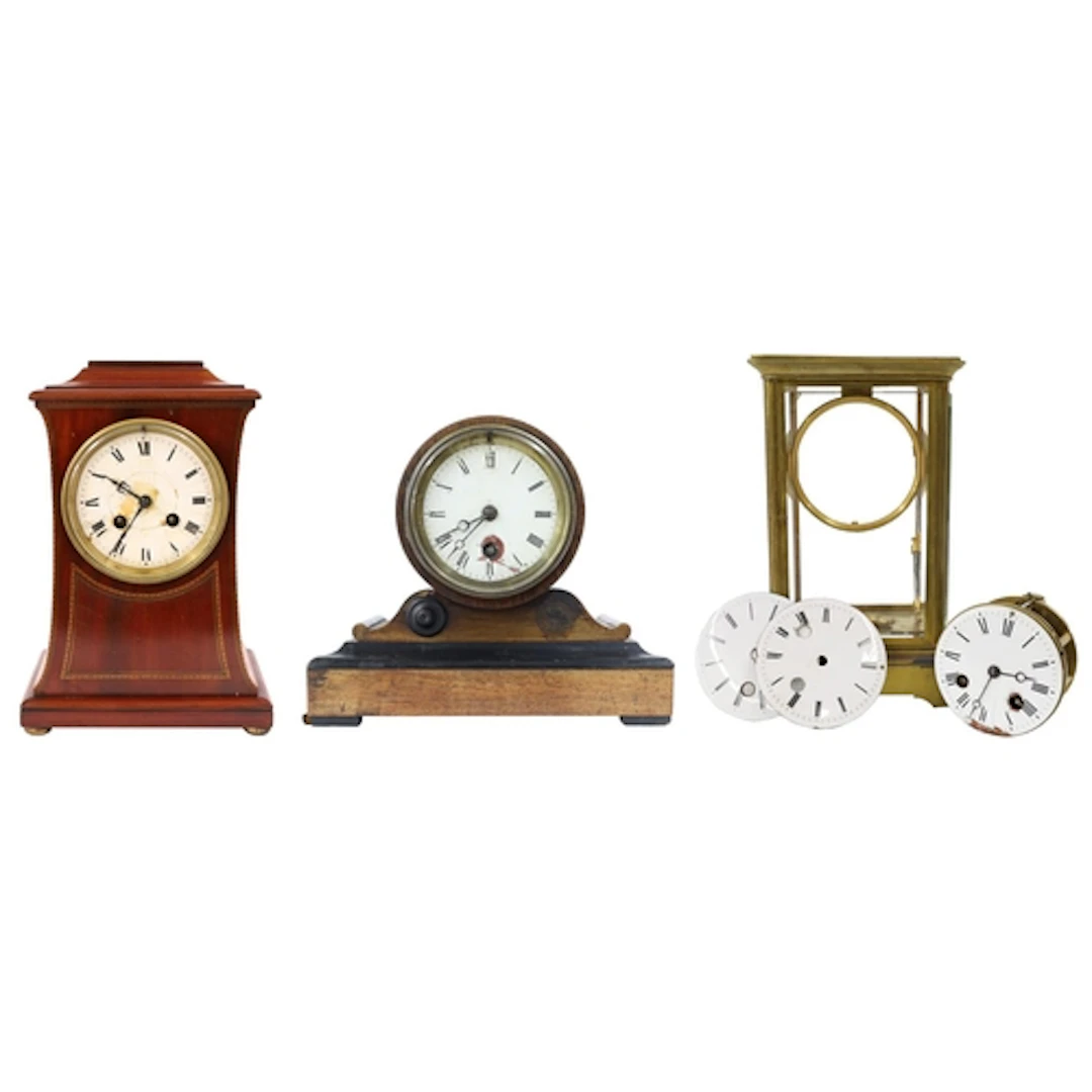 French four glass two train mantel clock for repair, with me...