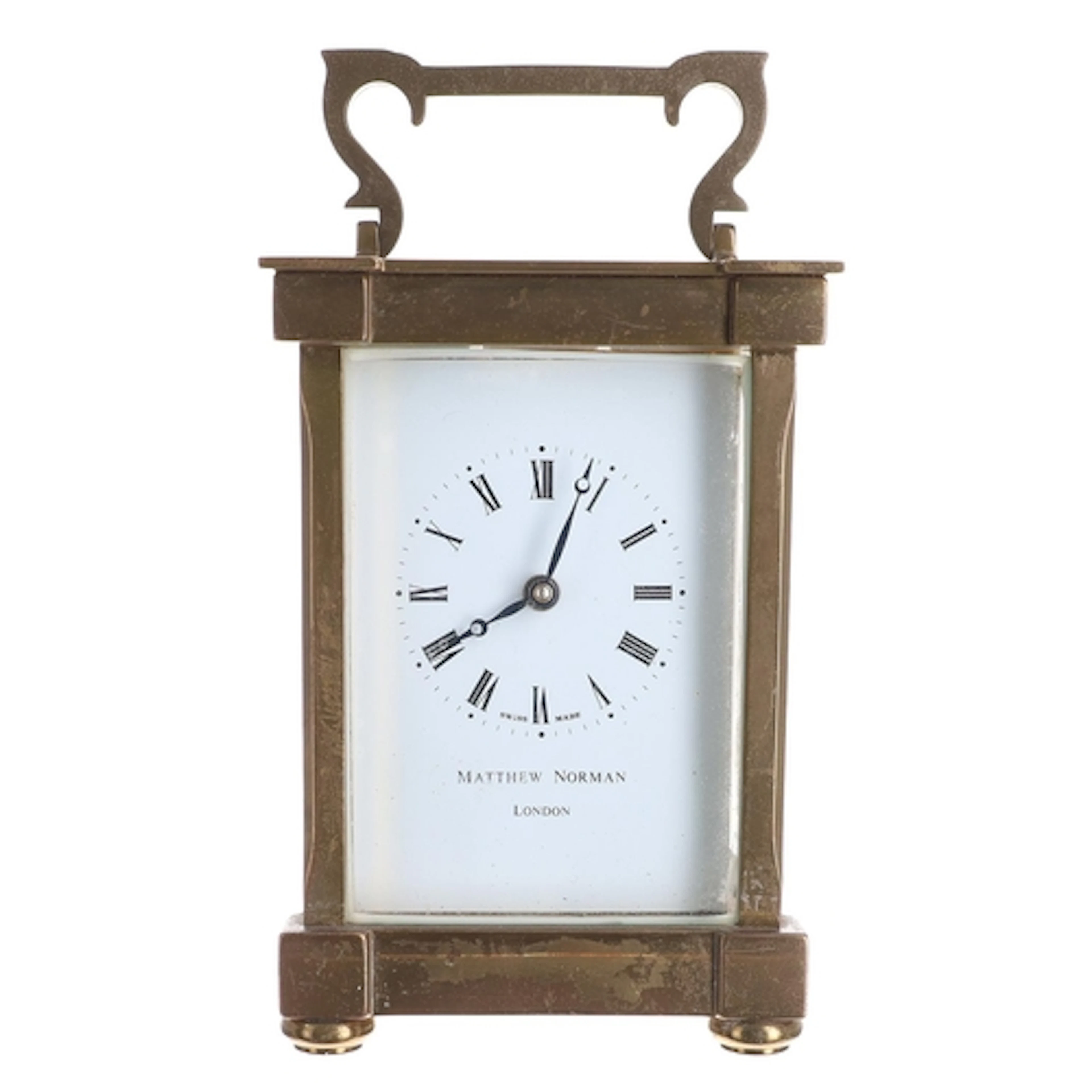 Matthew Norman brass carriage clock timepiece, No. 1794, sig...