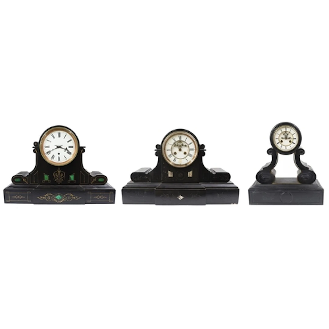 Three large late 19th century drumhead mantel clocks for rep...