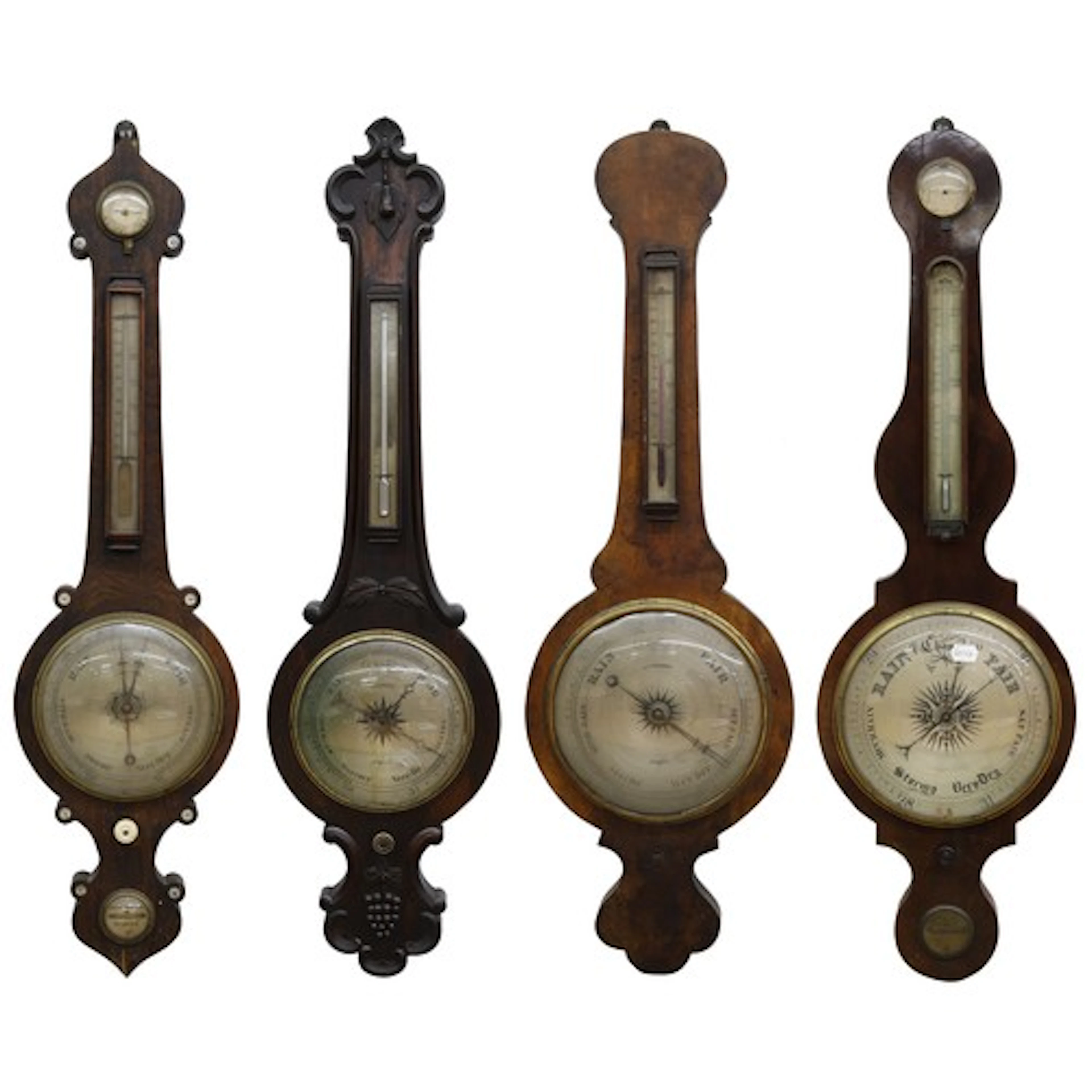 Victorian rosewood barometer with foliate carved ornament, m...
