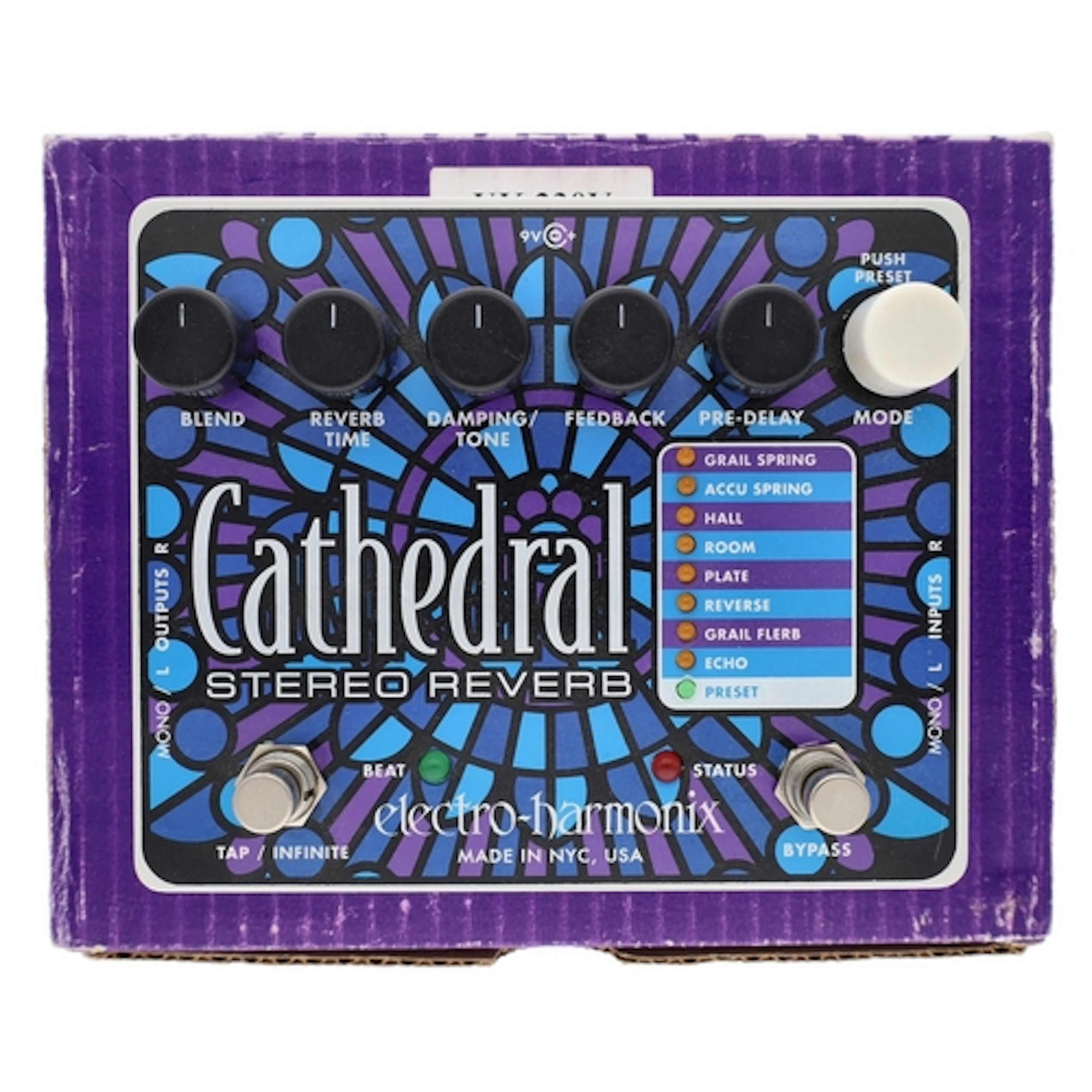 Electro-Harmonix Cathedral Stereo Reverb guitar pedal, boxed...