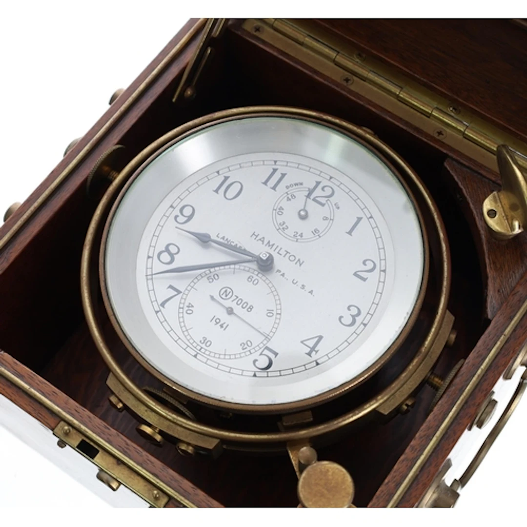Hamilton American WWII period two-day Model 21 marine chrono...