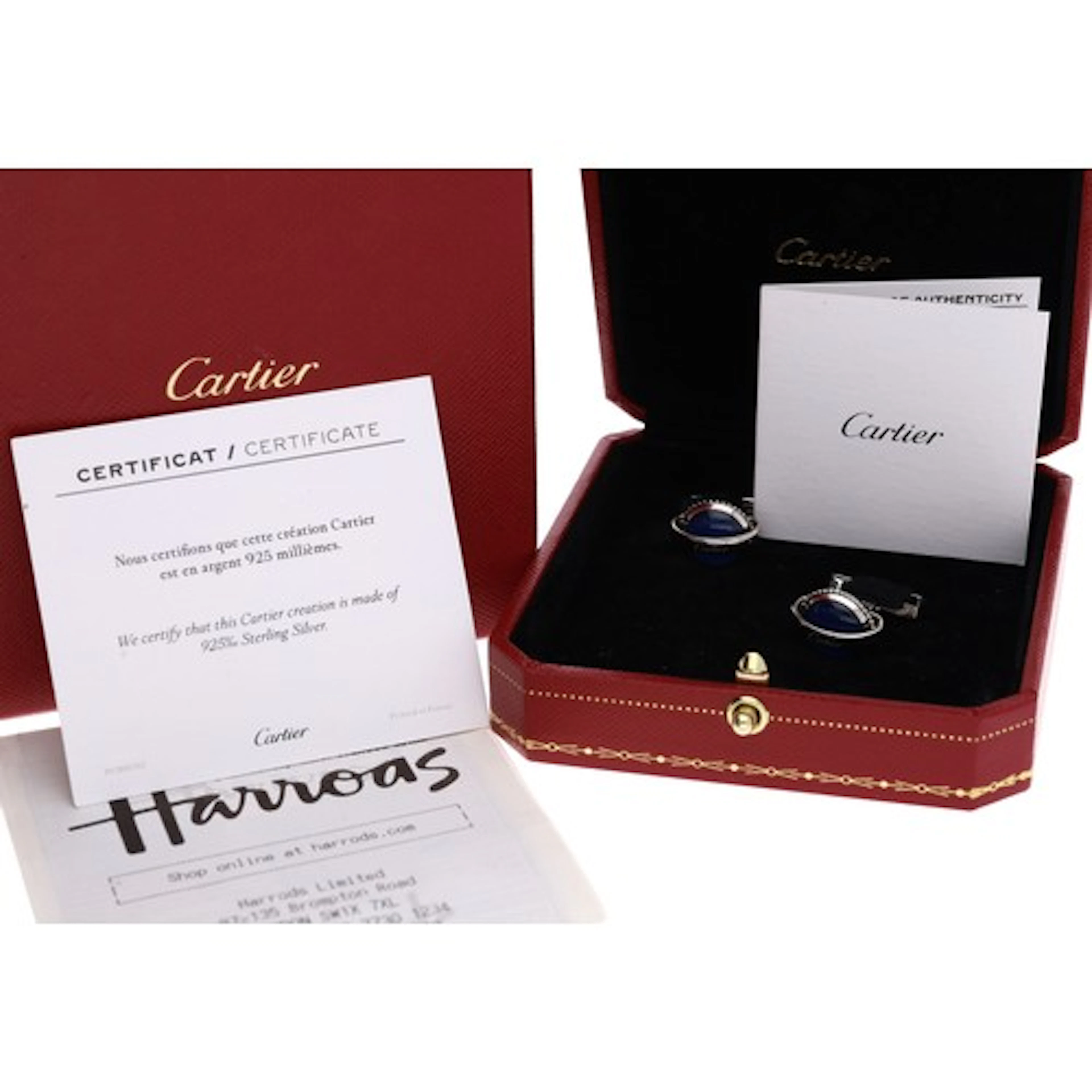 Cartier Ballon Bleu silver and blue spinel cufflinks, signed...