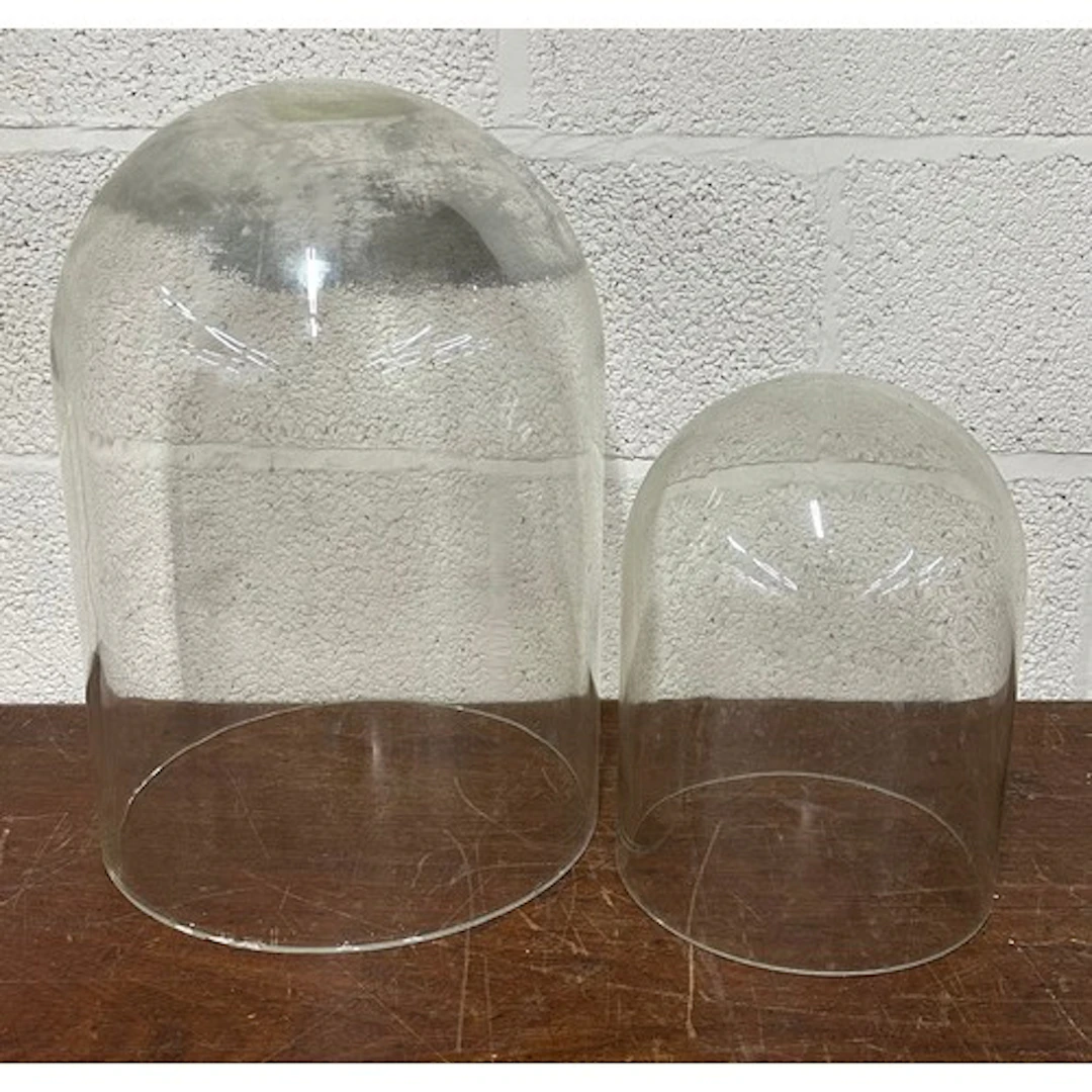Large heavy glass circular display dome, 18" high x 12.75" d...