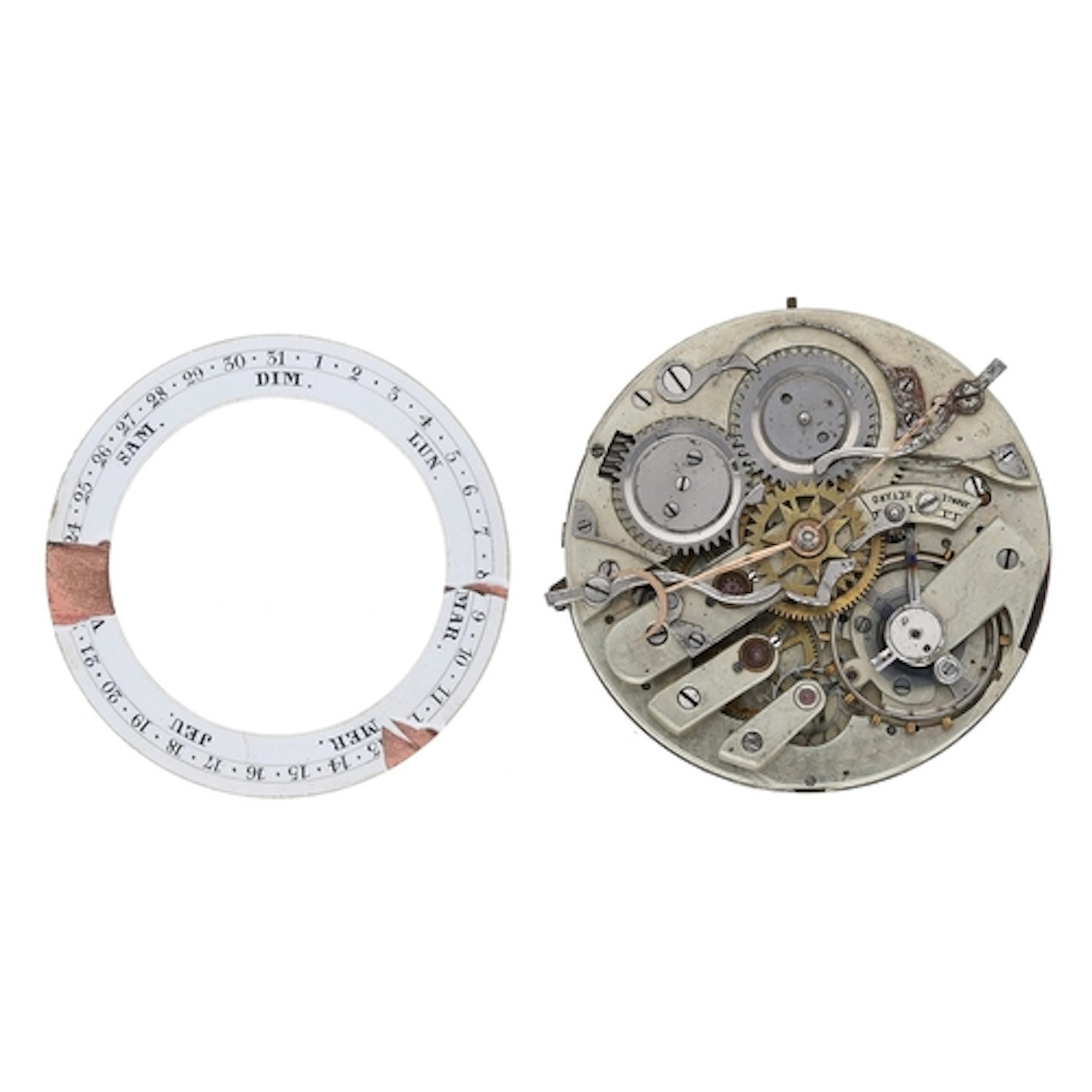 Interesting French double-sided calendar lever pocket watch ...