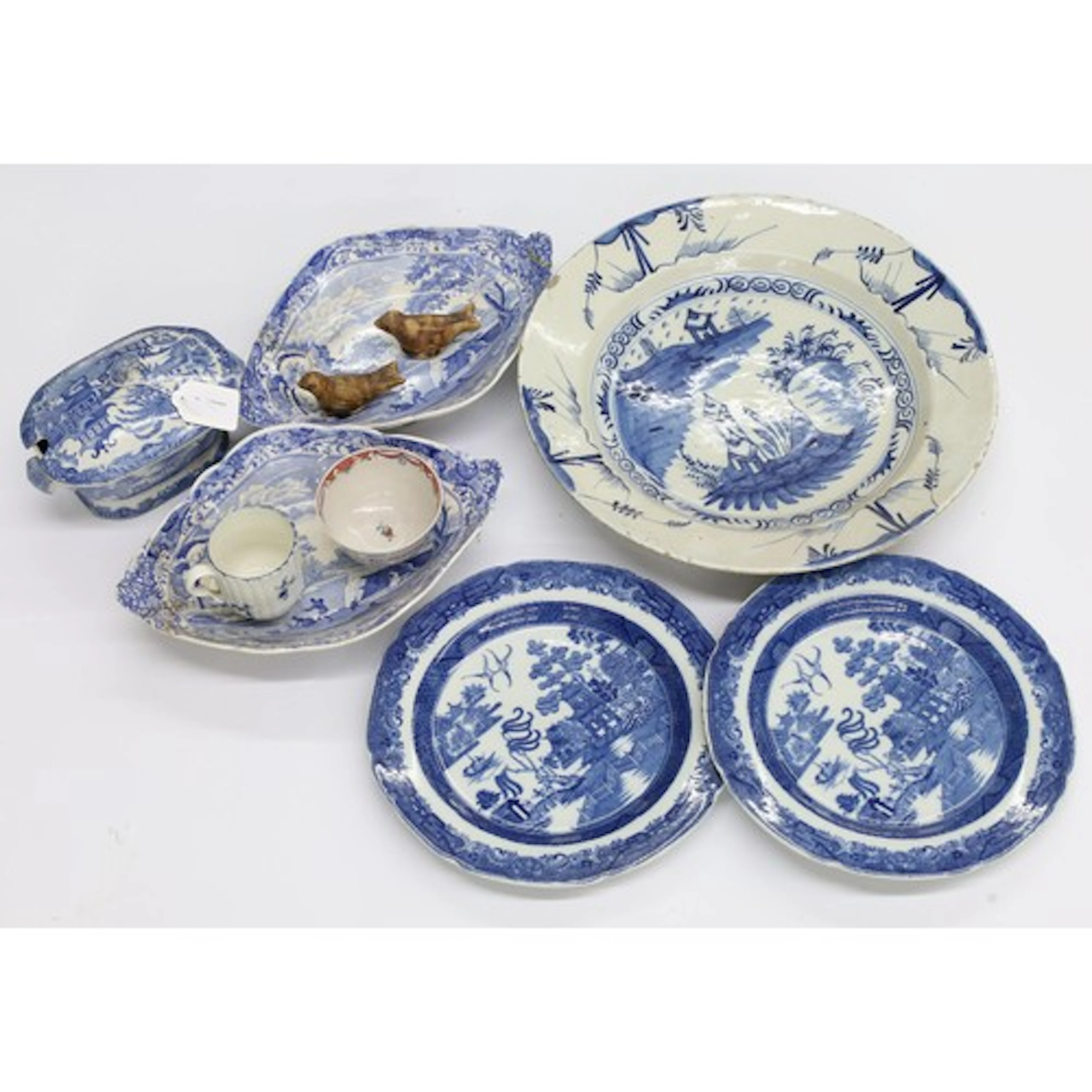 Mixed lot of early ceramics to include a Dutch delft dish, C...