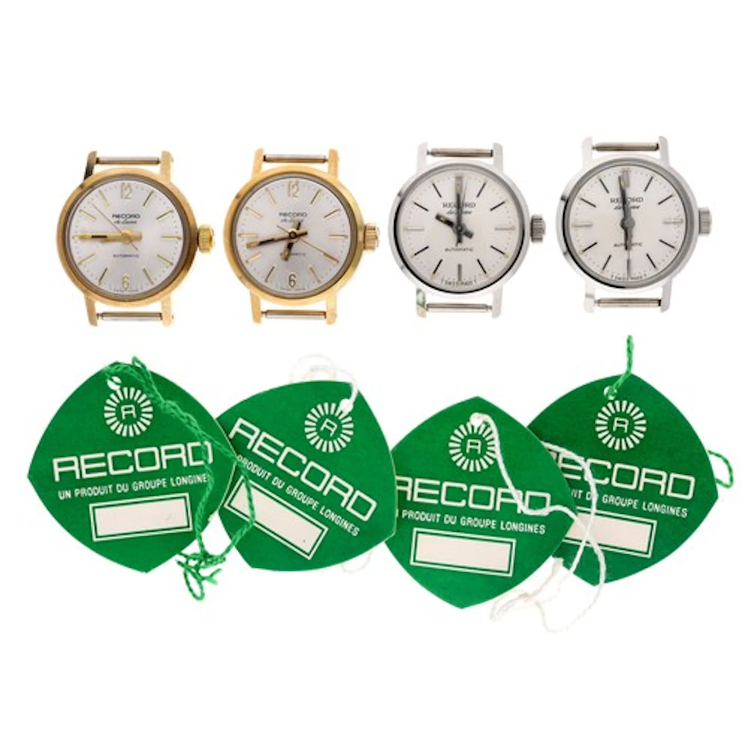 Two Record De Luxe automatic stainless steel ladies wristwat...