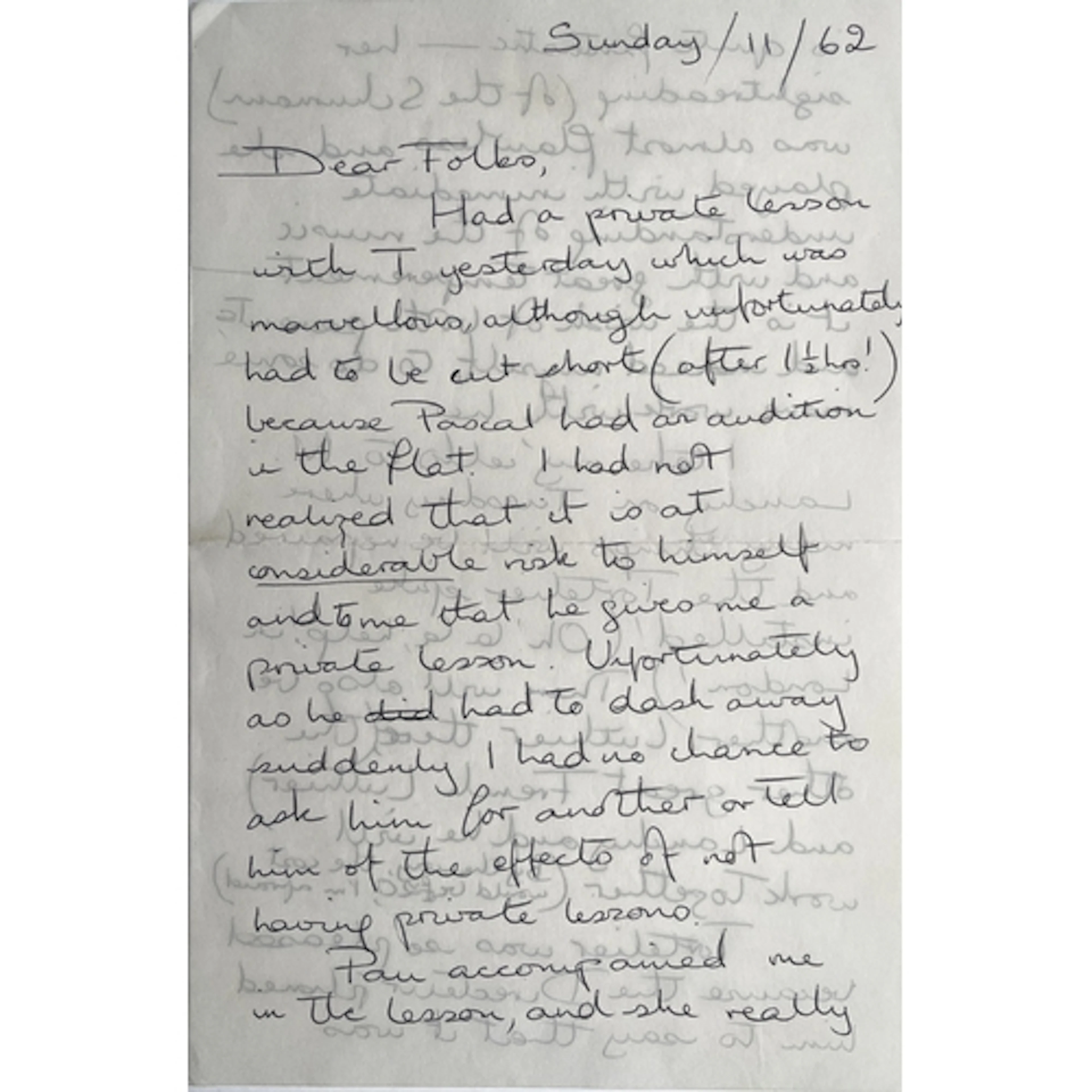A letter - to 'Dear Folks' from Jacqueline (Jeet). 4 pages ...