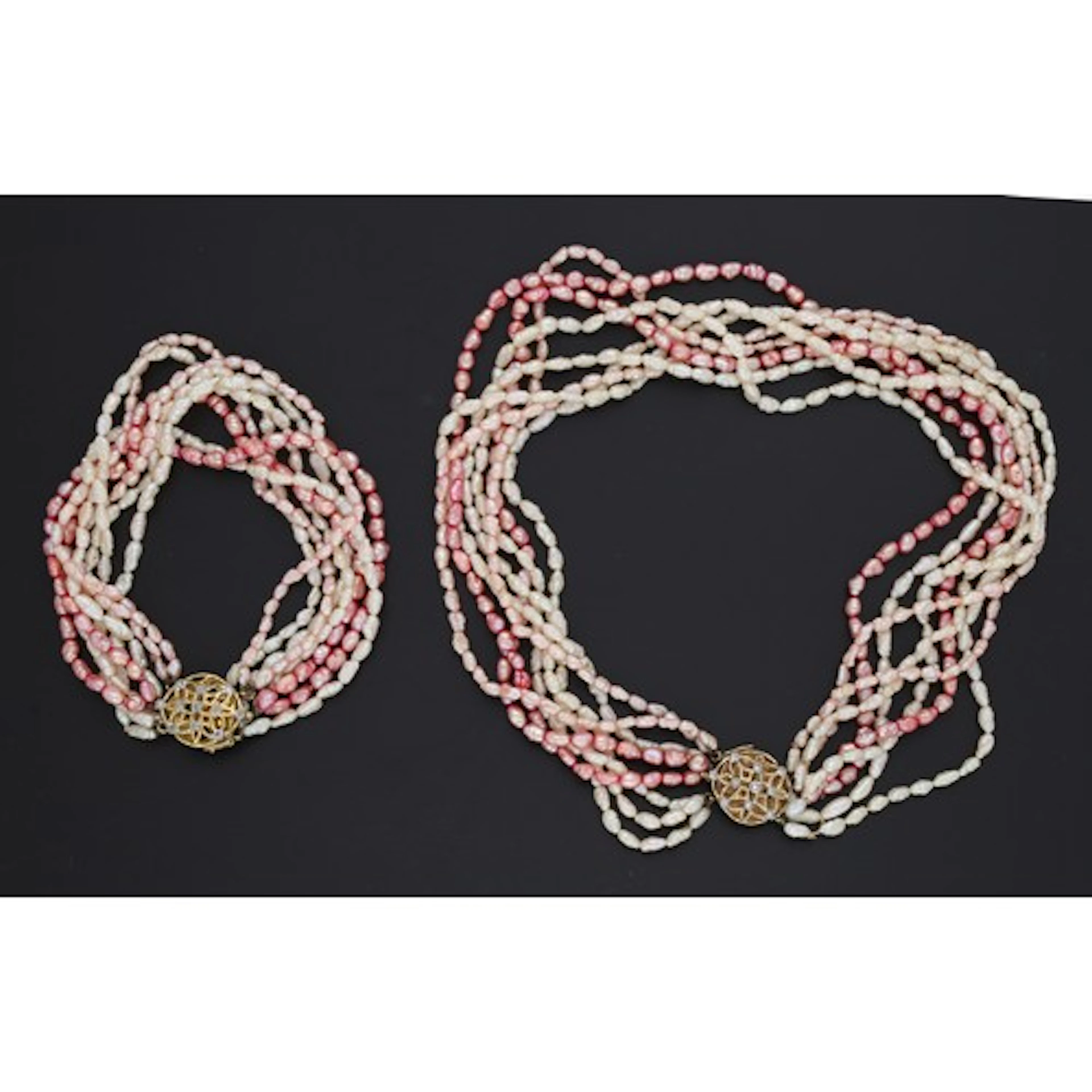 Attractive freshwater cultured pearl multi-strand necklace a...