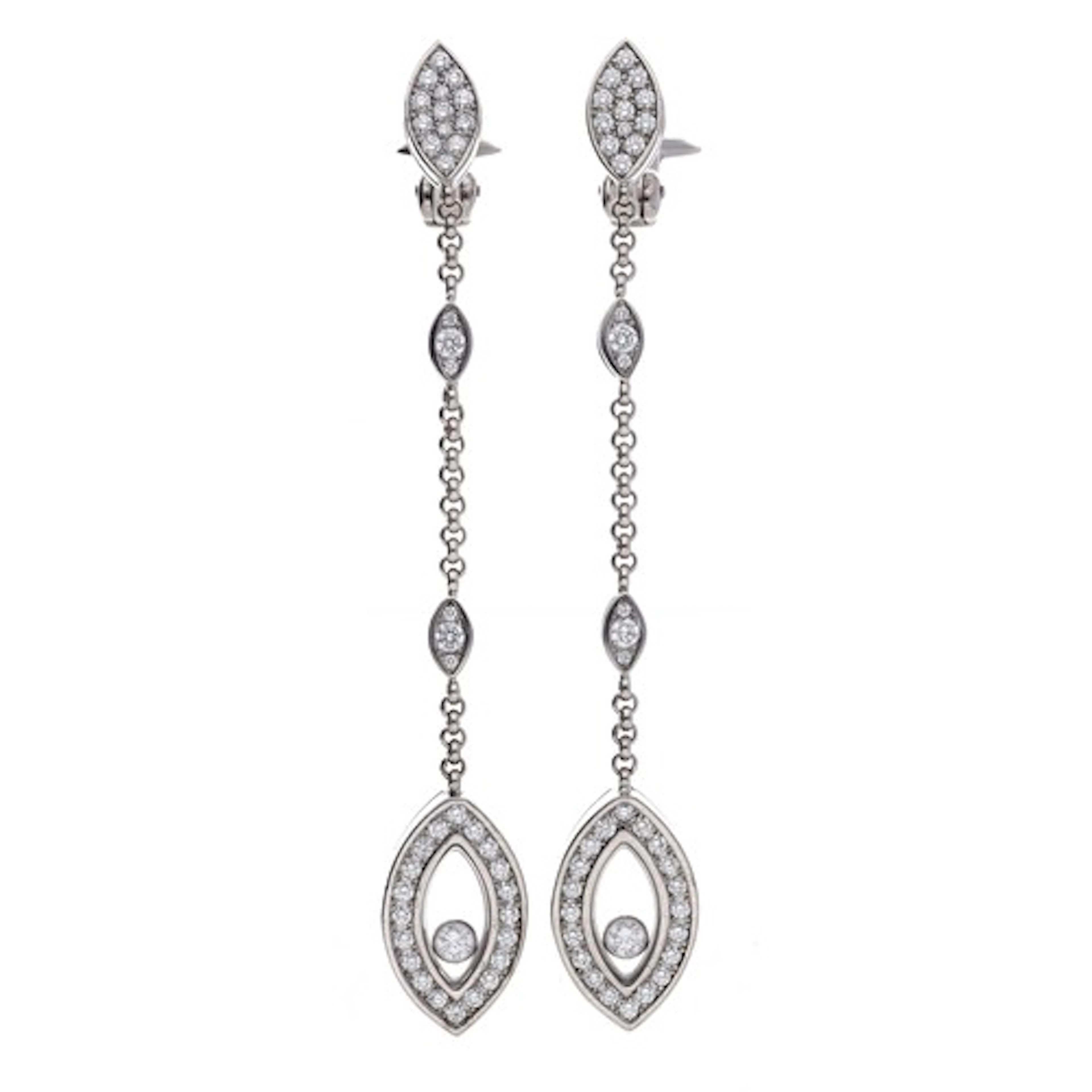 Chopard Happy Diamonds 18ct white gold diamond drop earrings...
