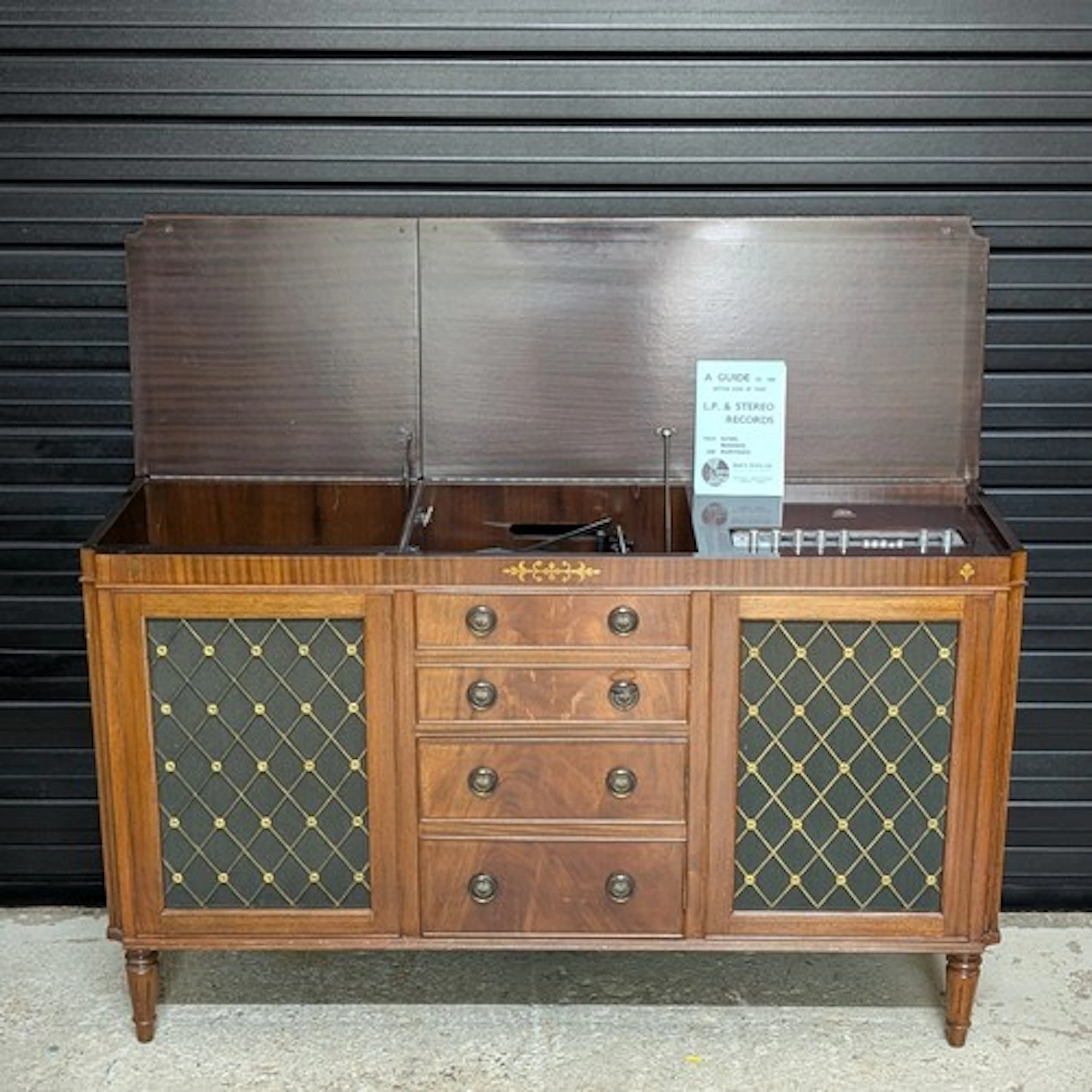 Dynatron mahogany cased stereogram, with hinged top enclosin...