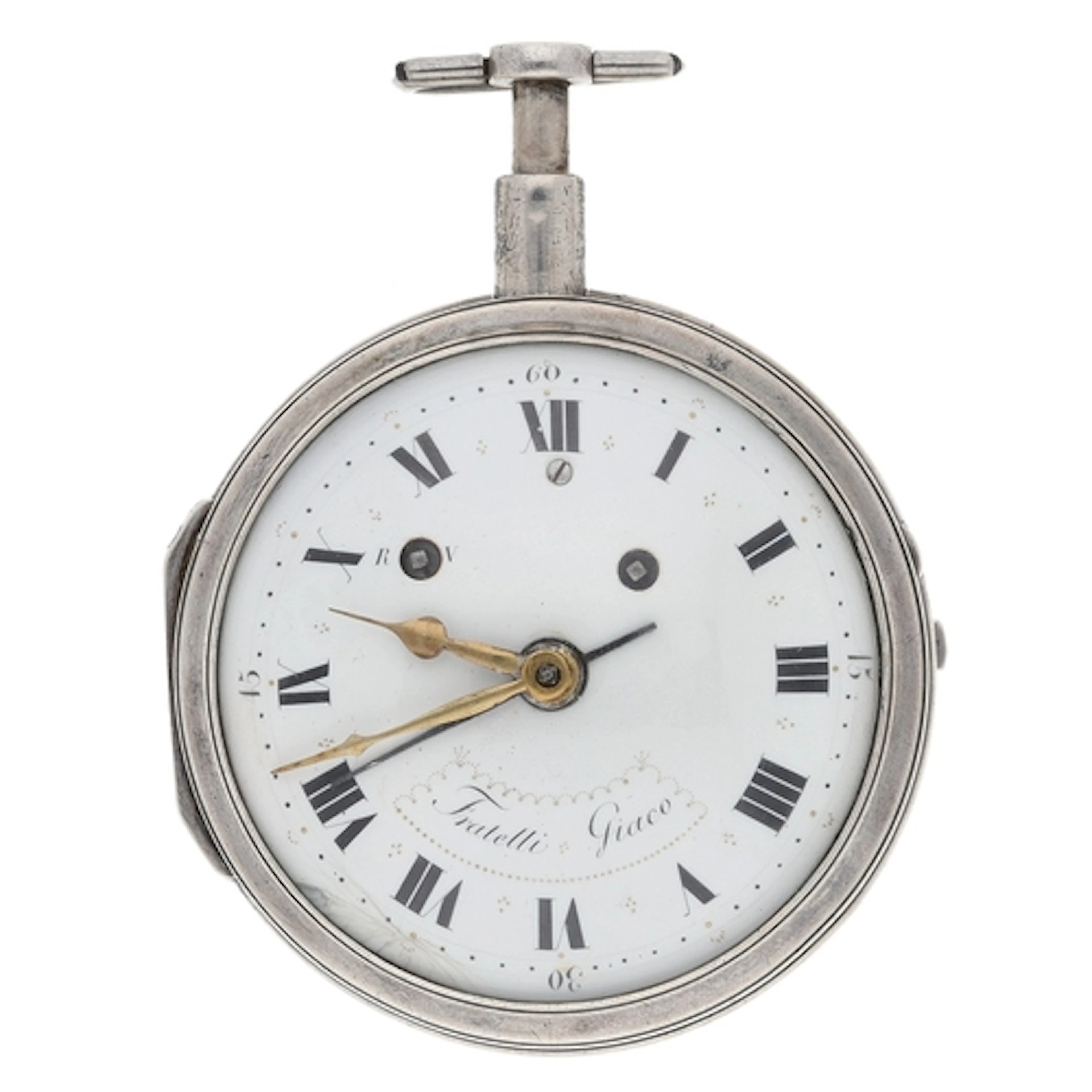 Fratelli Giaco - white metal repeating alarm cylinder pocket...