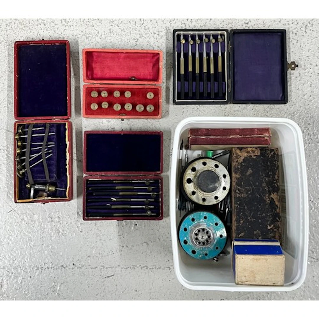 Three watchmakers jewel setting tools, cased; together with ...