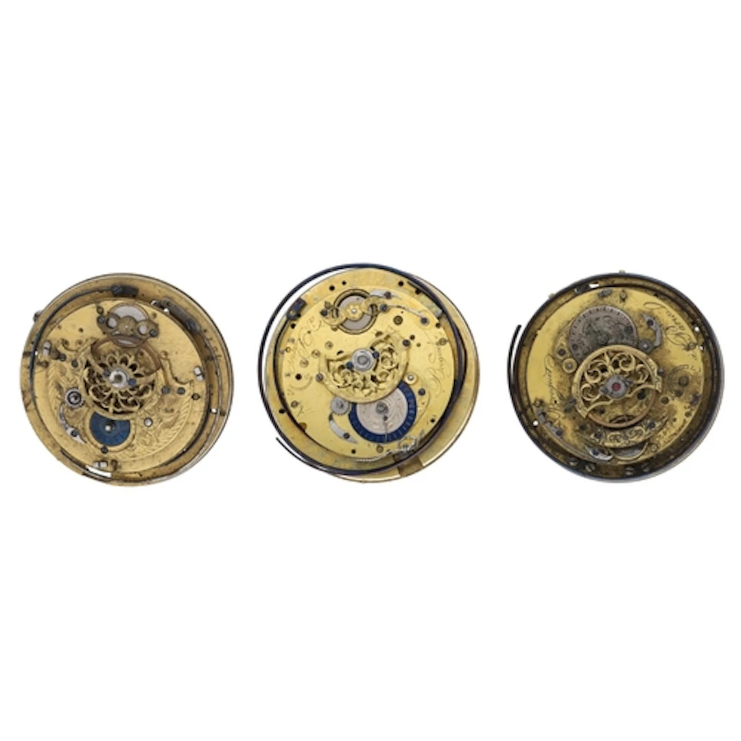 Two Continental fusee verge repeating pocket watch movements...
