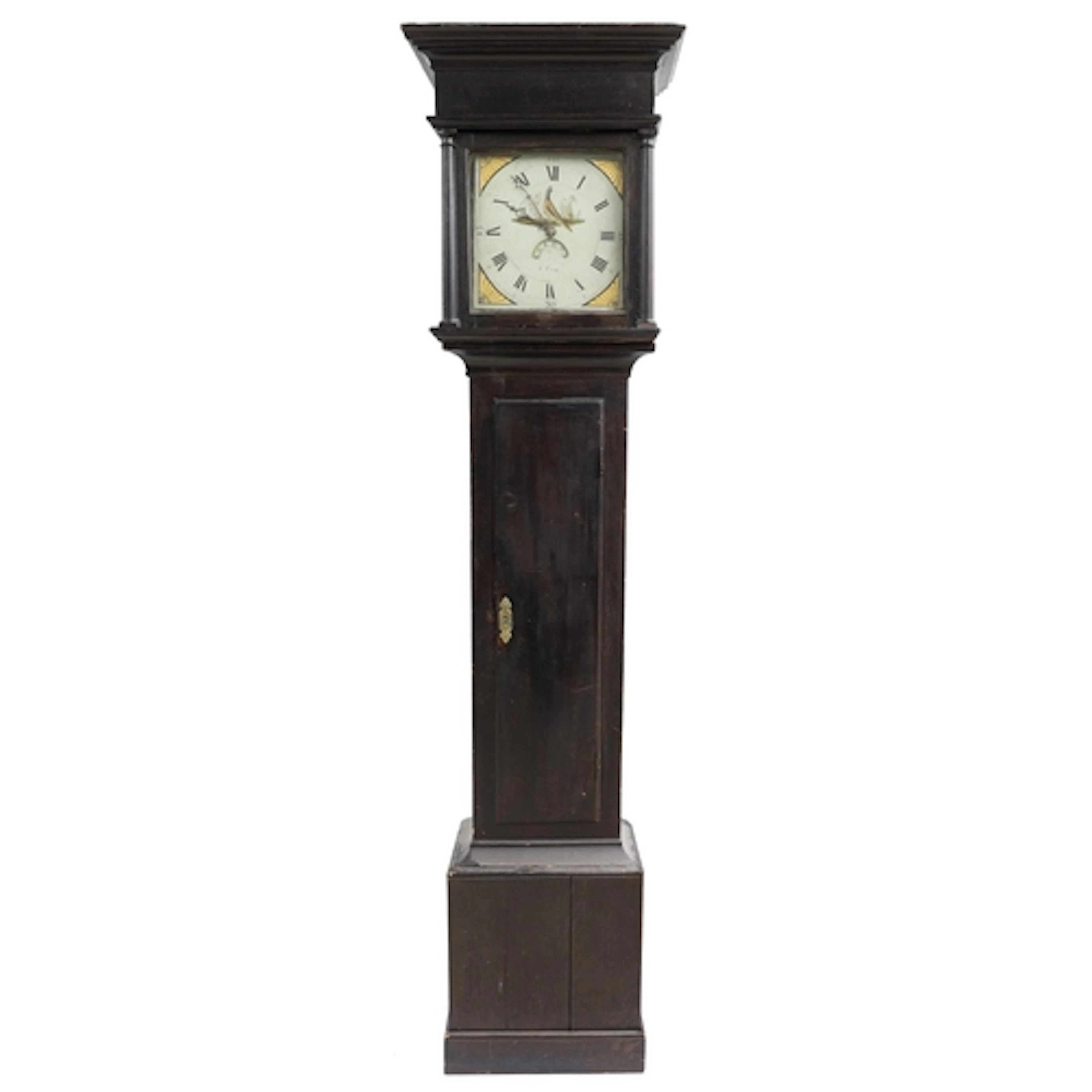 19th century thirty hour longcase clock, the 11" square pain...