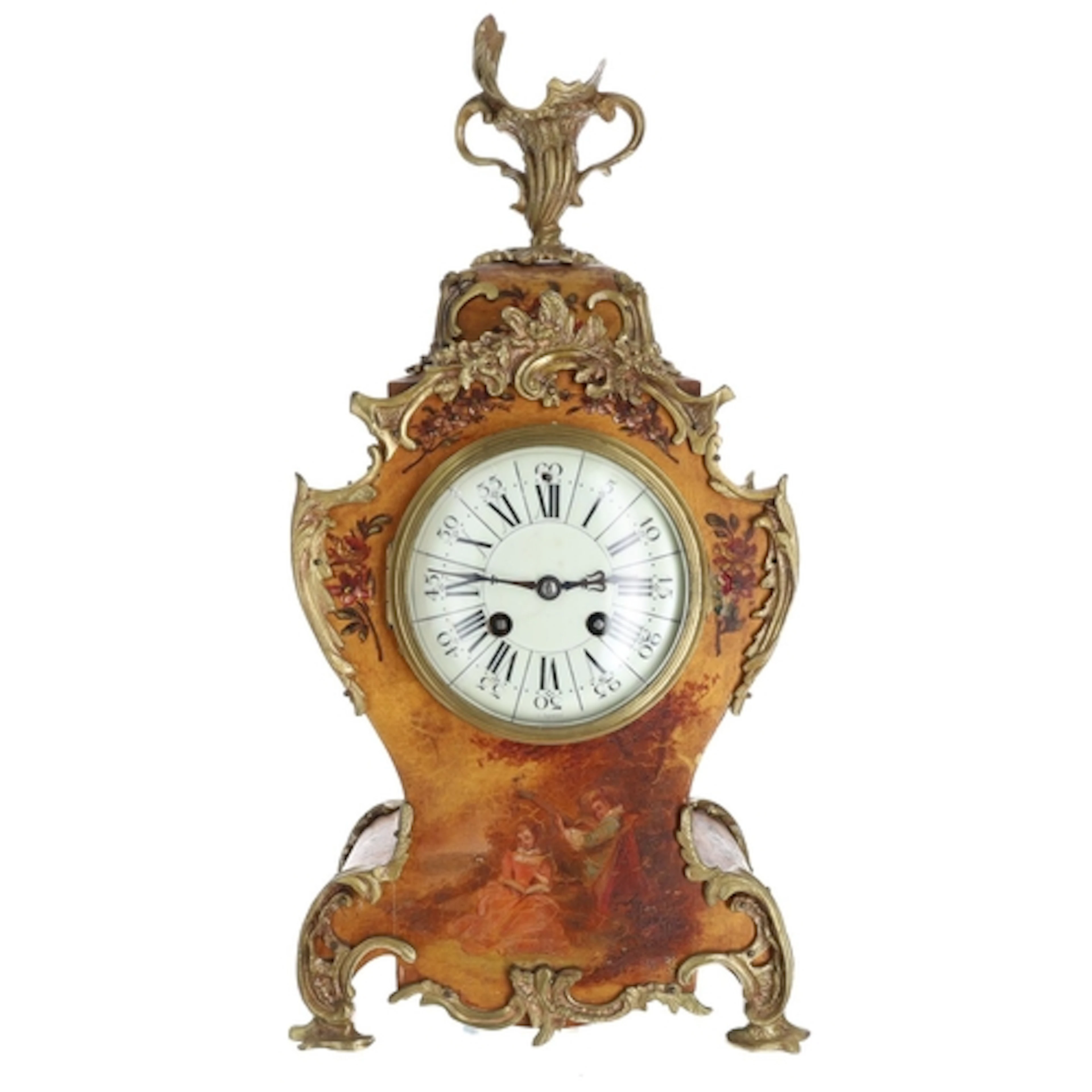Decorative French Vernis Martin style 19th century mantel cl...