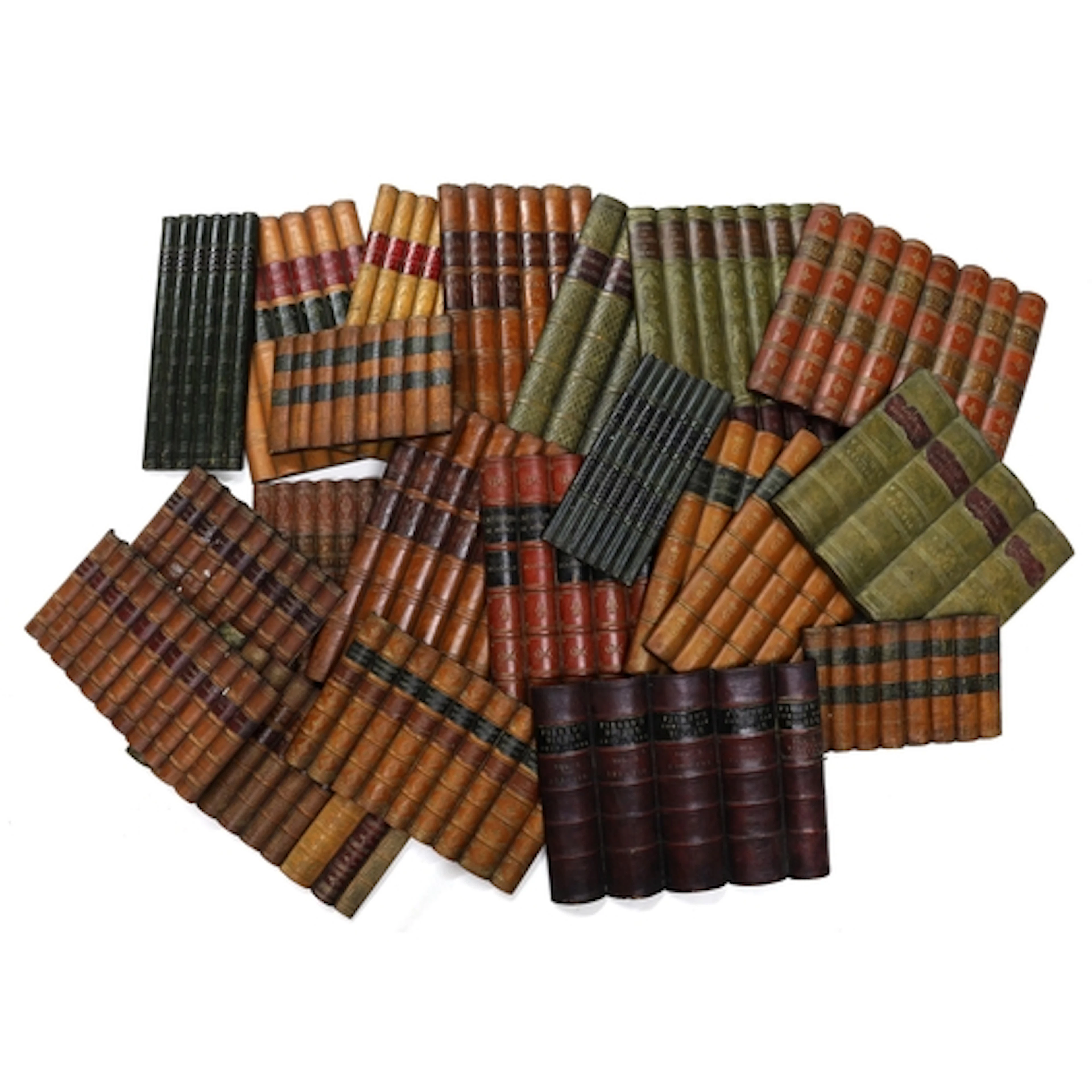 Collection of modern faux leather book spines, for display p...
