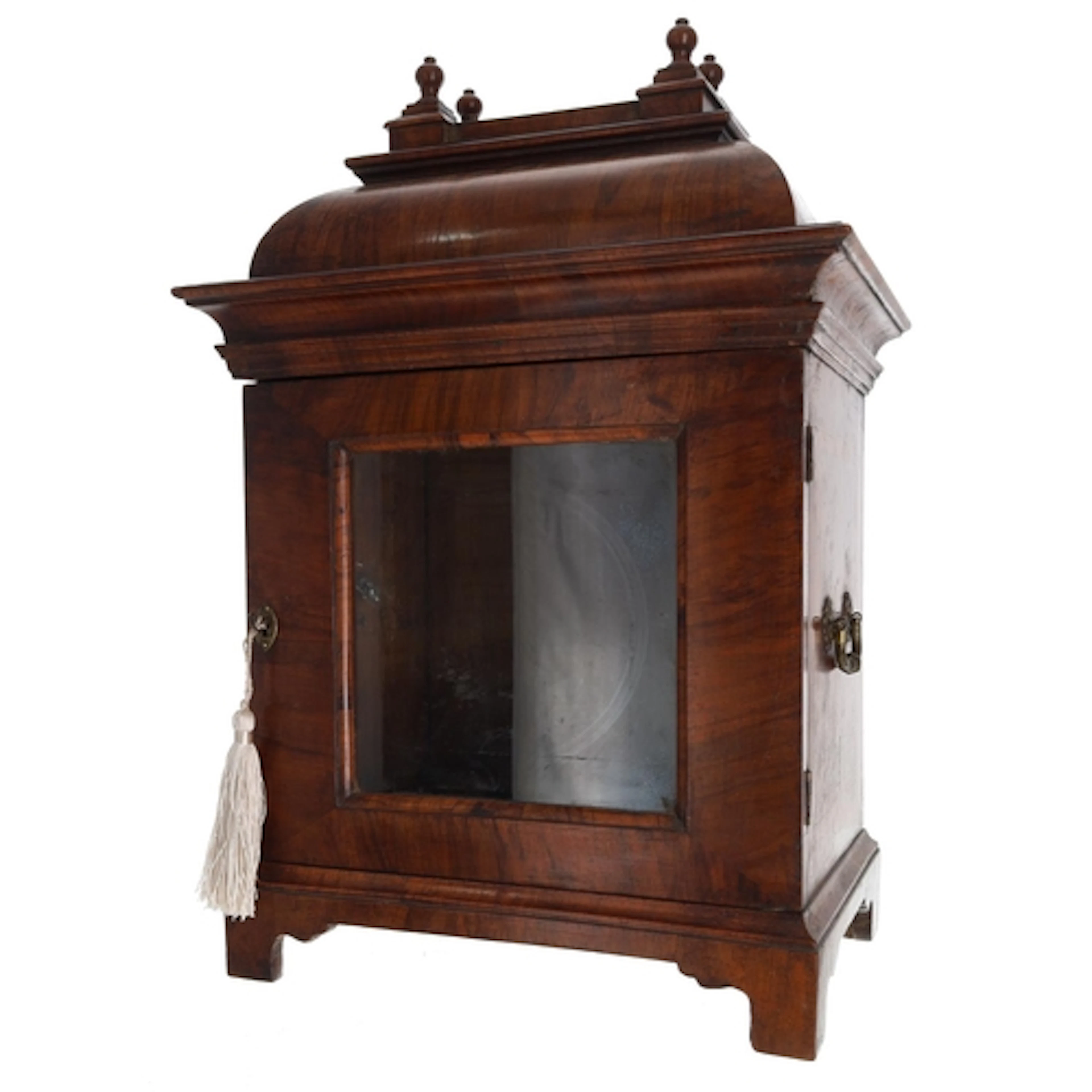Walnut veneered bracket clock case with 7" glazed aperture, ...