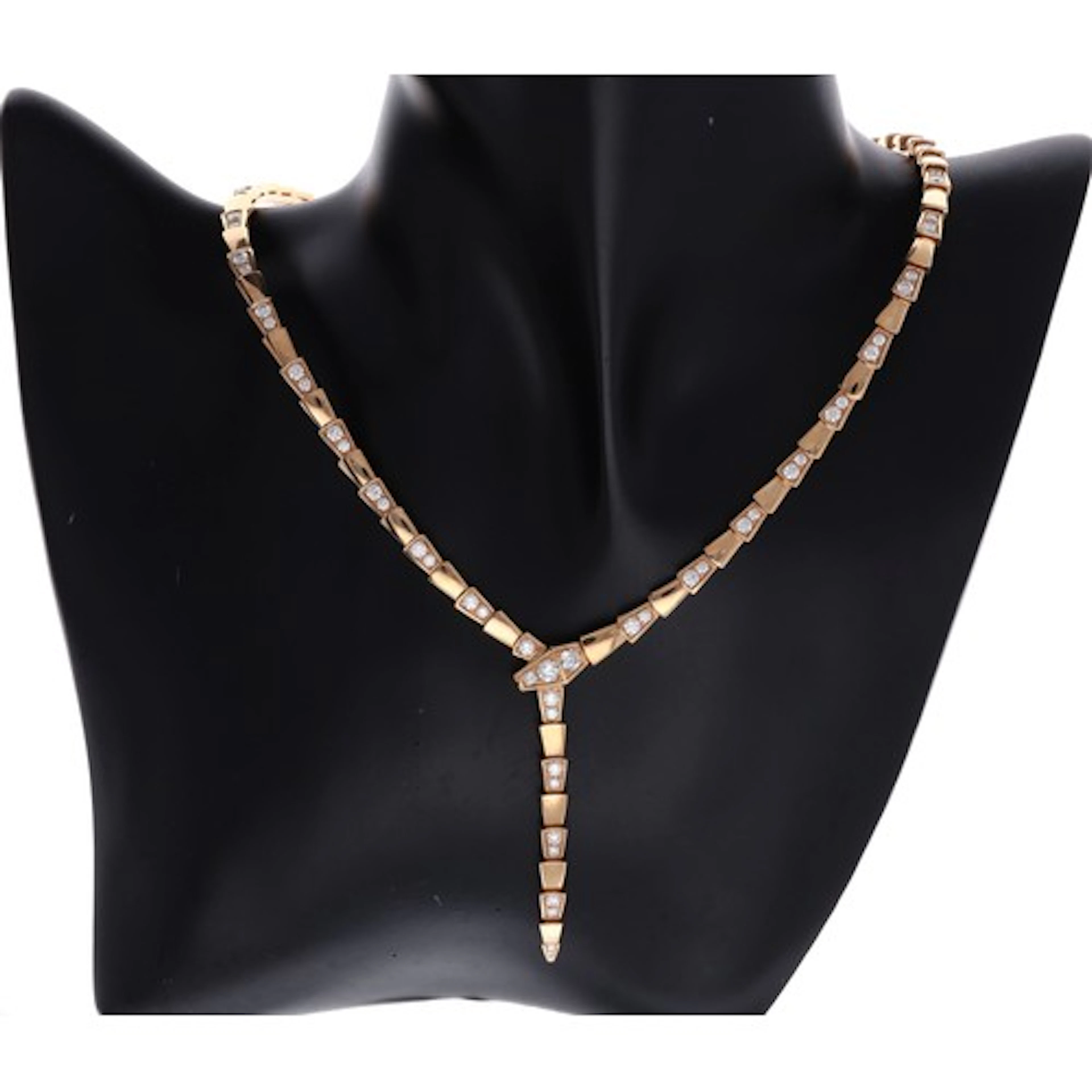 Fine Bvlgari Serpenti Viper 18ct rose gold necklace with dem...