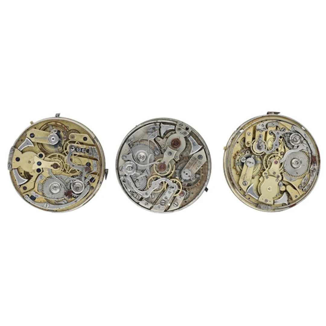 Three chronograph repeater lever pocket watch movements (two...