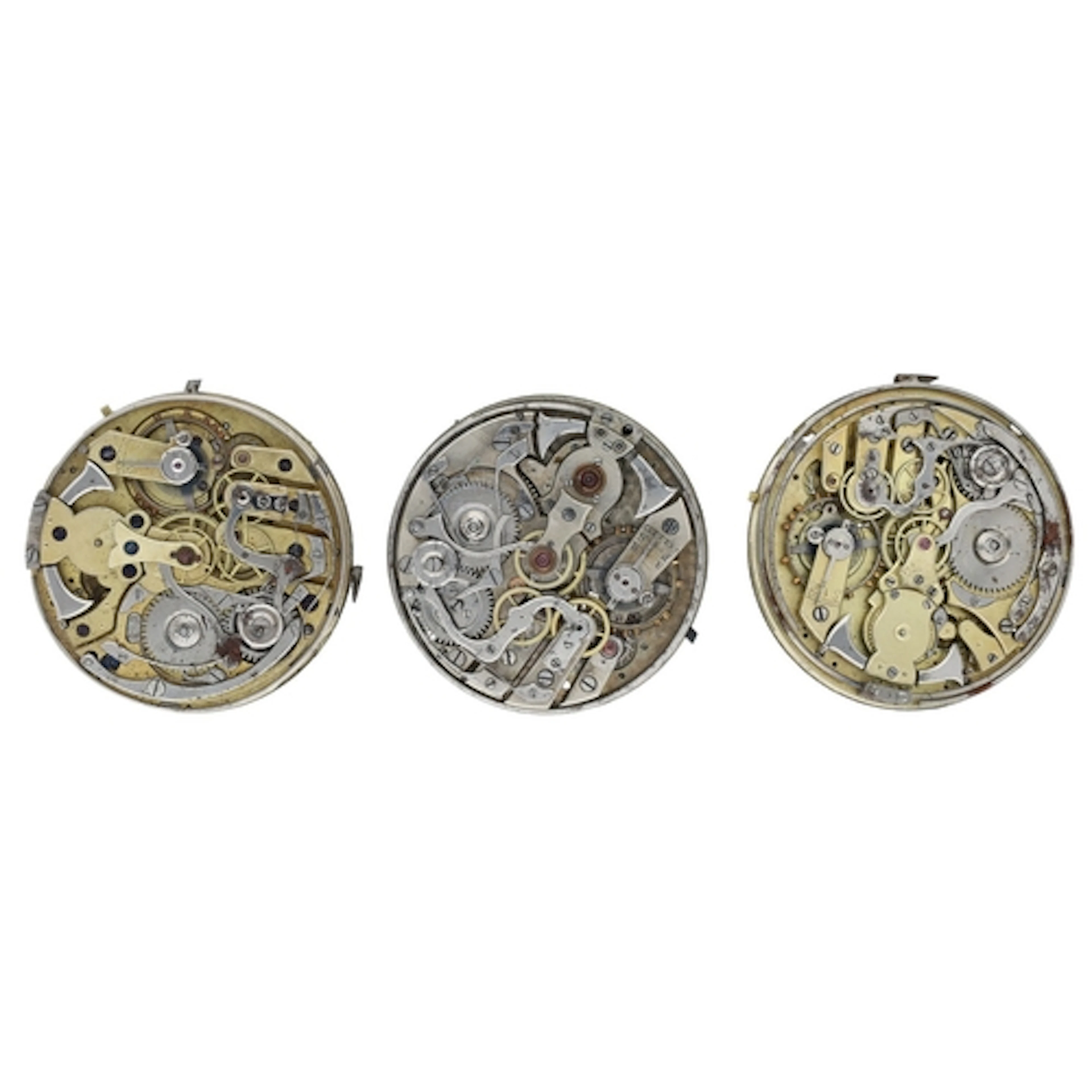 Three chronograph repeater lever pocket watch movements (two...