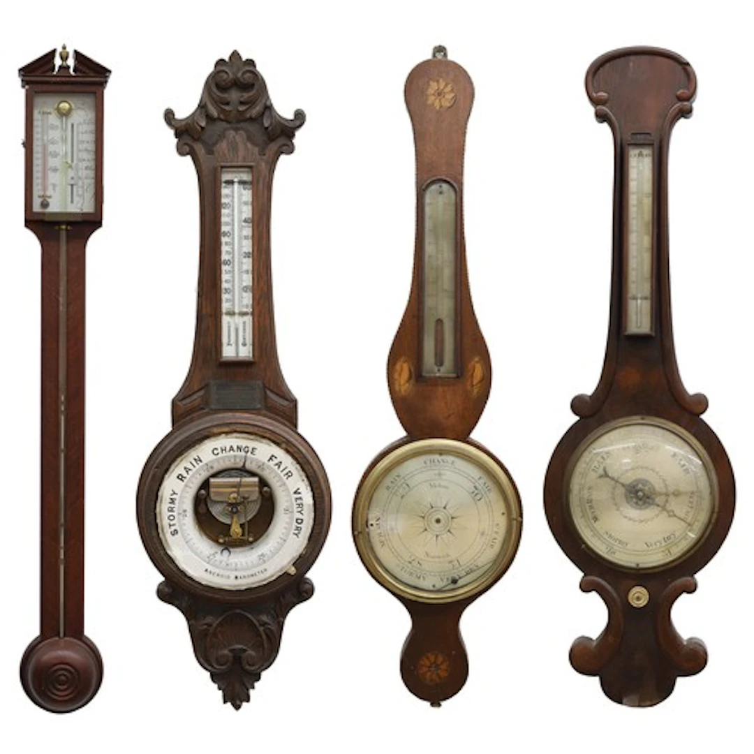Mahogany stick barometer in the Georgian style; together wit...