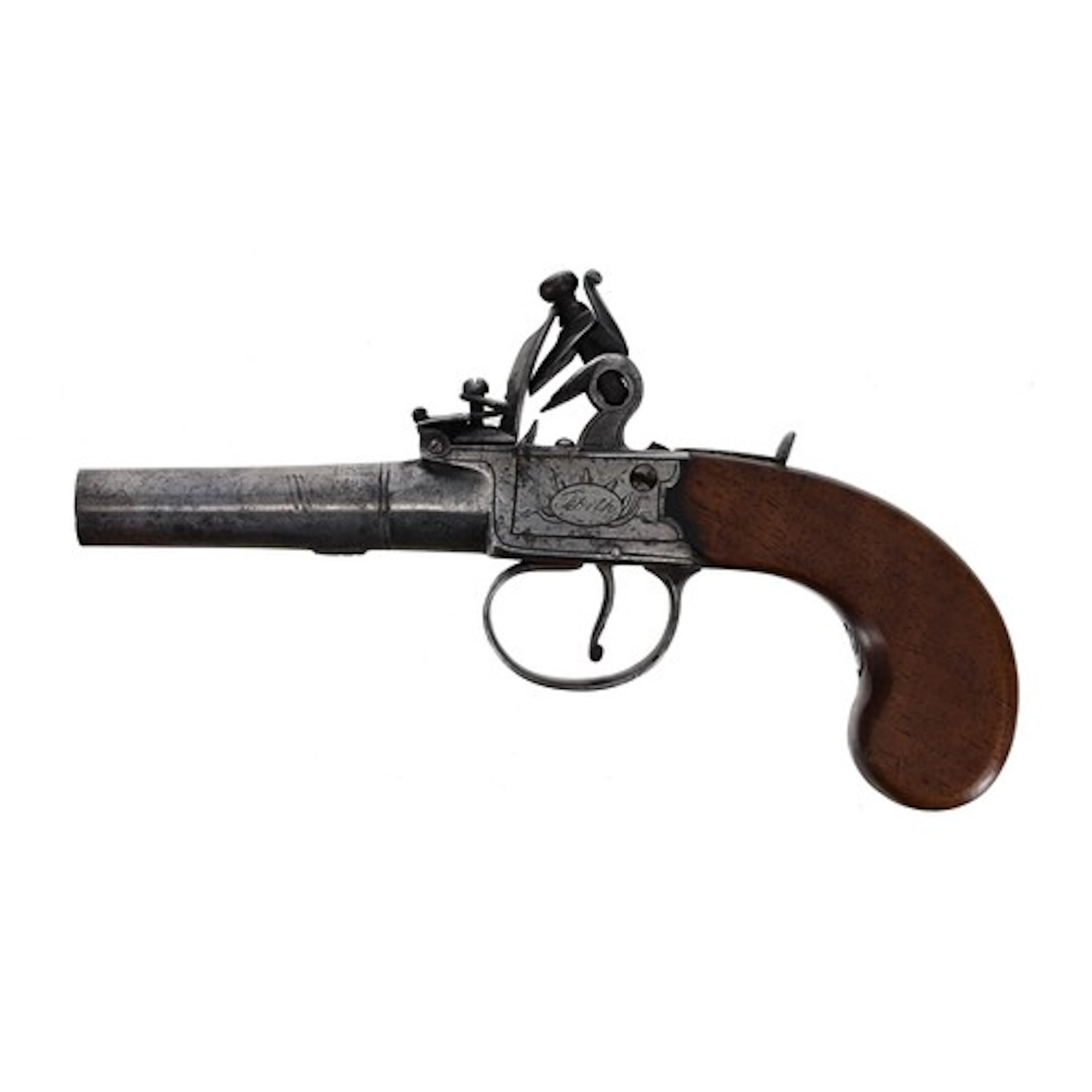 English Georgian flintlock boxlock pocket pistol, signed For...