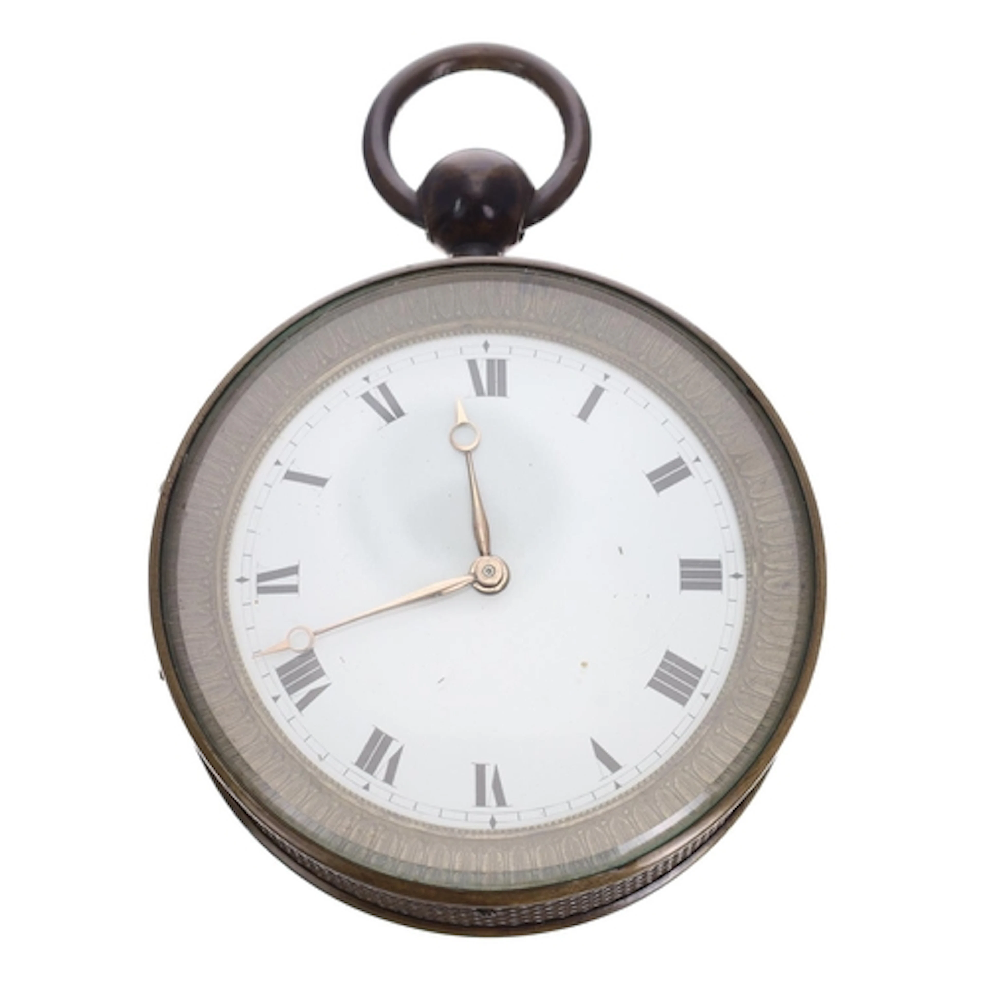 Giant pocket watch timepiece, the 3.25" circular dial within...