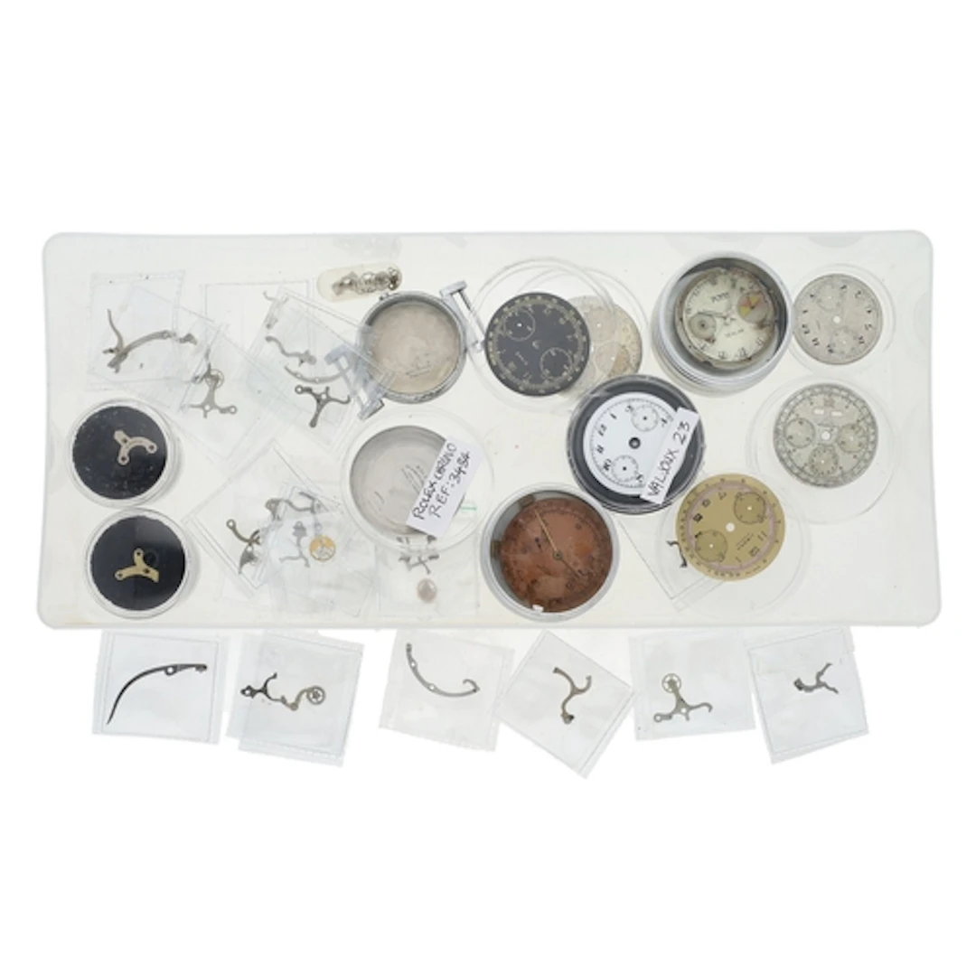 Quantity of chronograph wristwatch parts to include Rolex re...