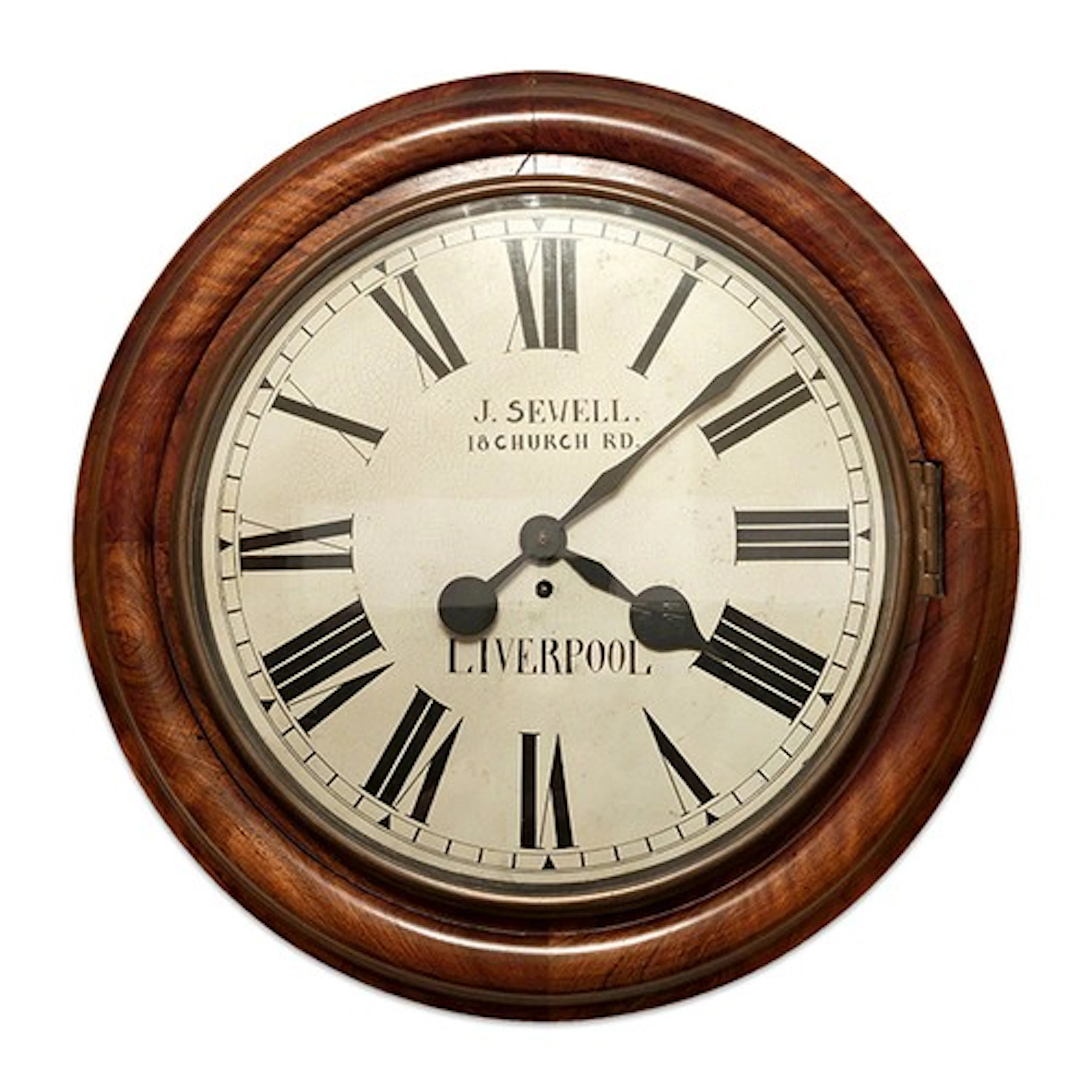 19th century mahogany single fusee wall dial clock , the 15....