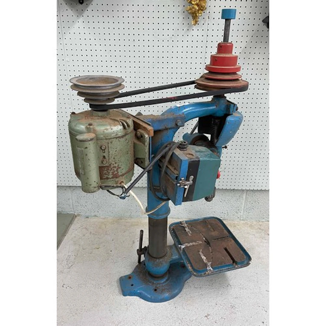 Large cast iron and steel bench drill embossed 'British Make...
