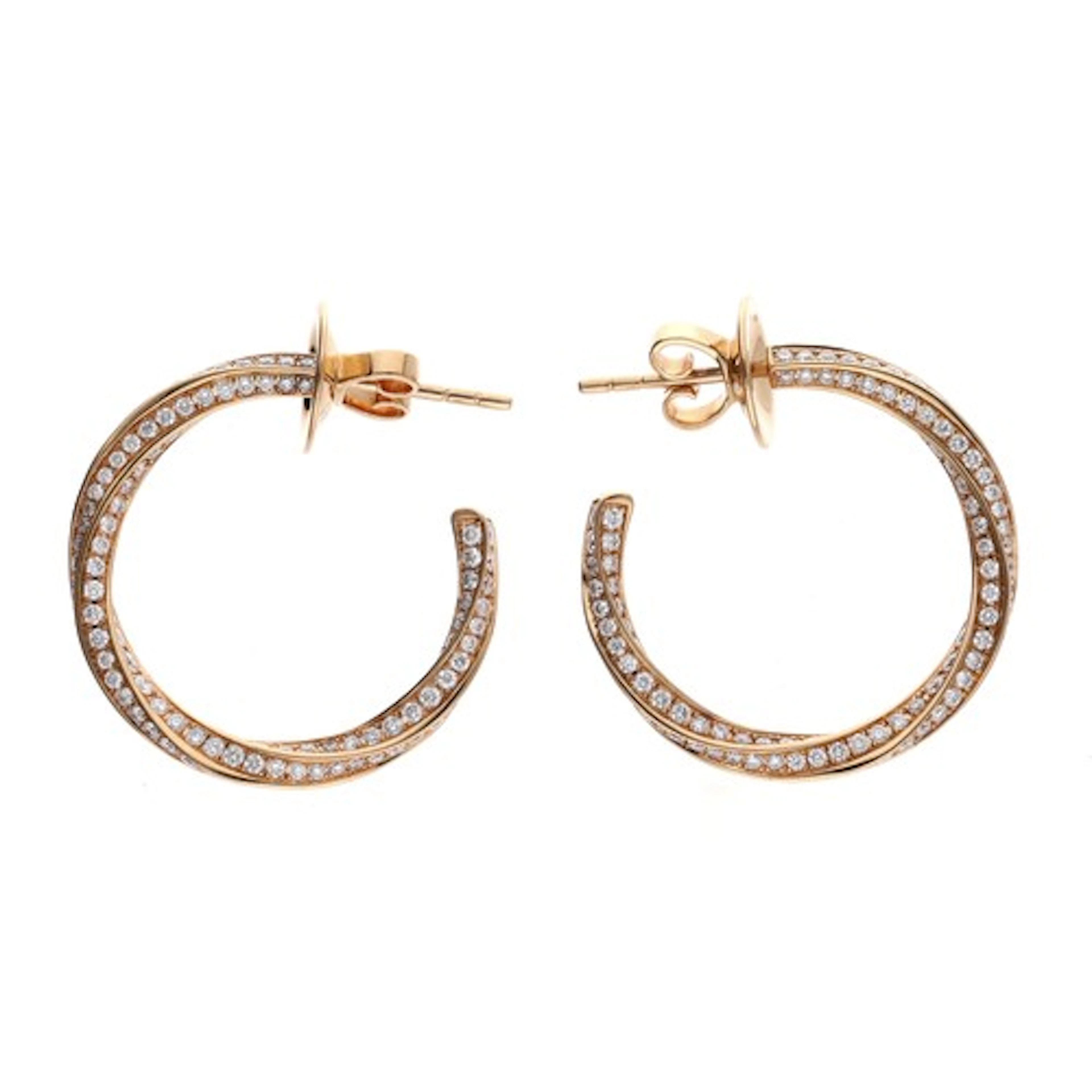 Graff Spiral 18ct rose gold diamond hoop earrings, with sign...