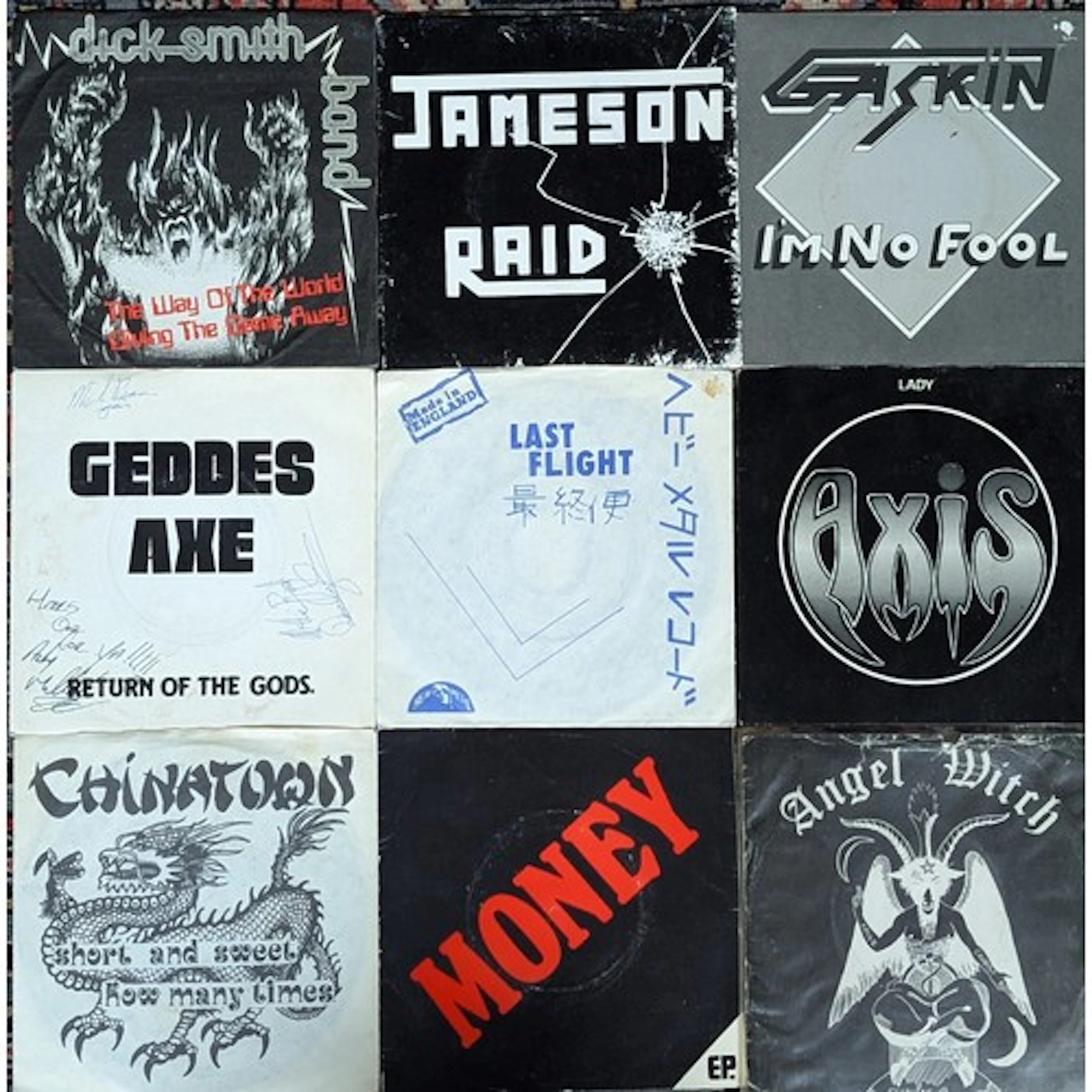 Nine 45rpm 7" Rock/Pop and Hard Rock/Heavy Metal single rari...