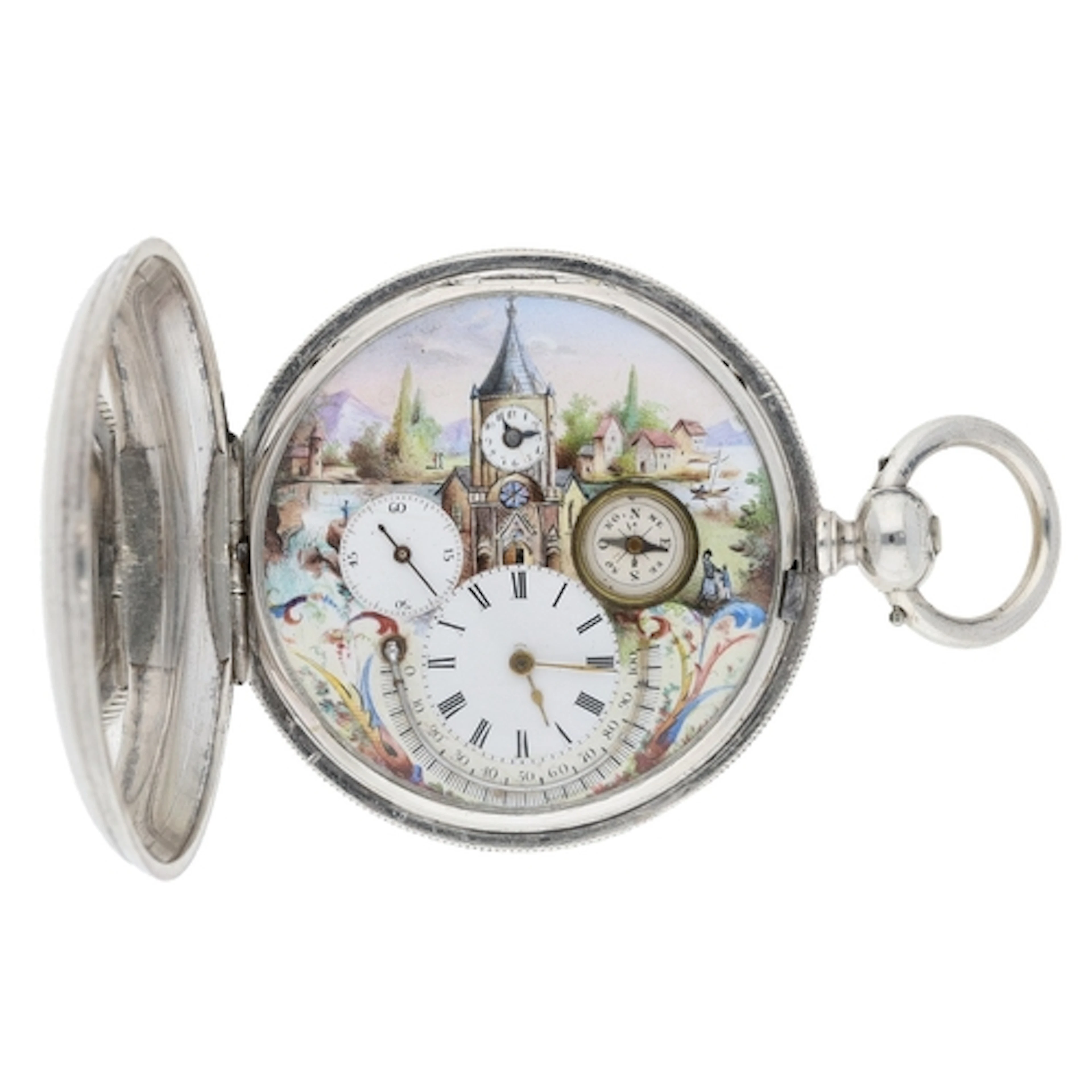 Hi. Perregaux, Locle - Interesting silver 'dual time zone' p...