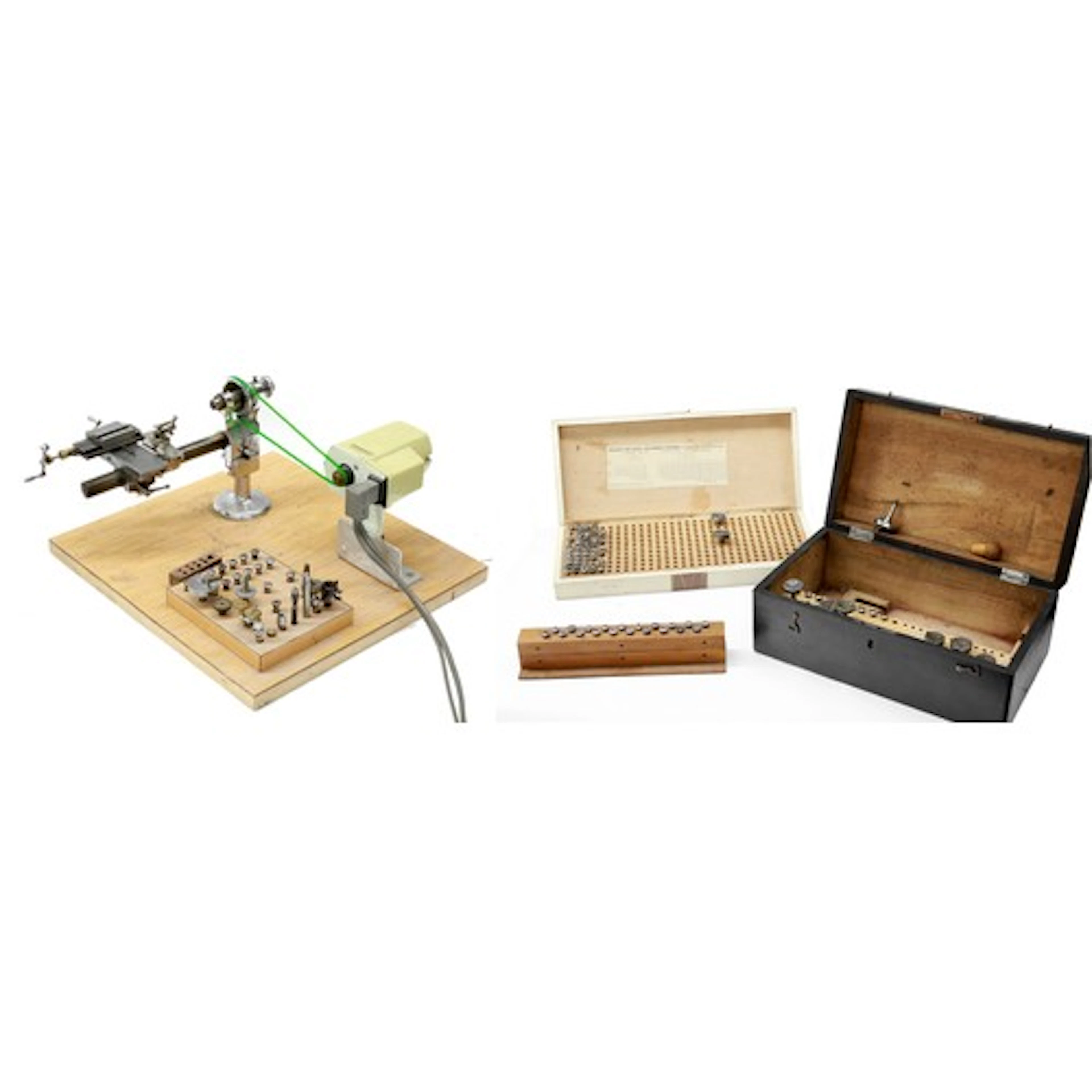 Watchmakers 6mm lathe on wooden base with T rest, tail stock...