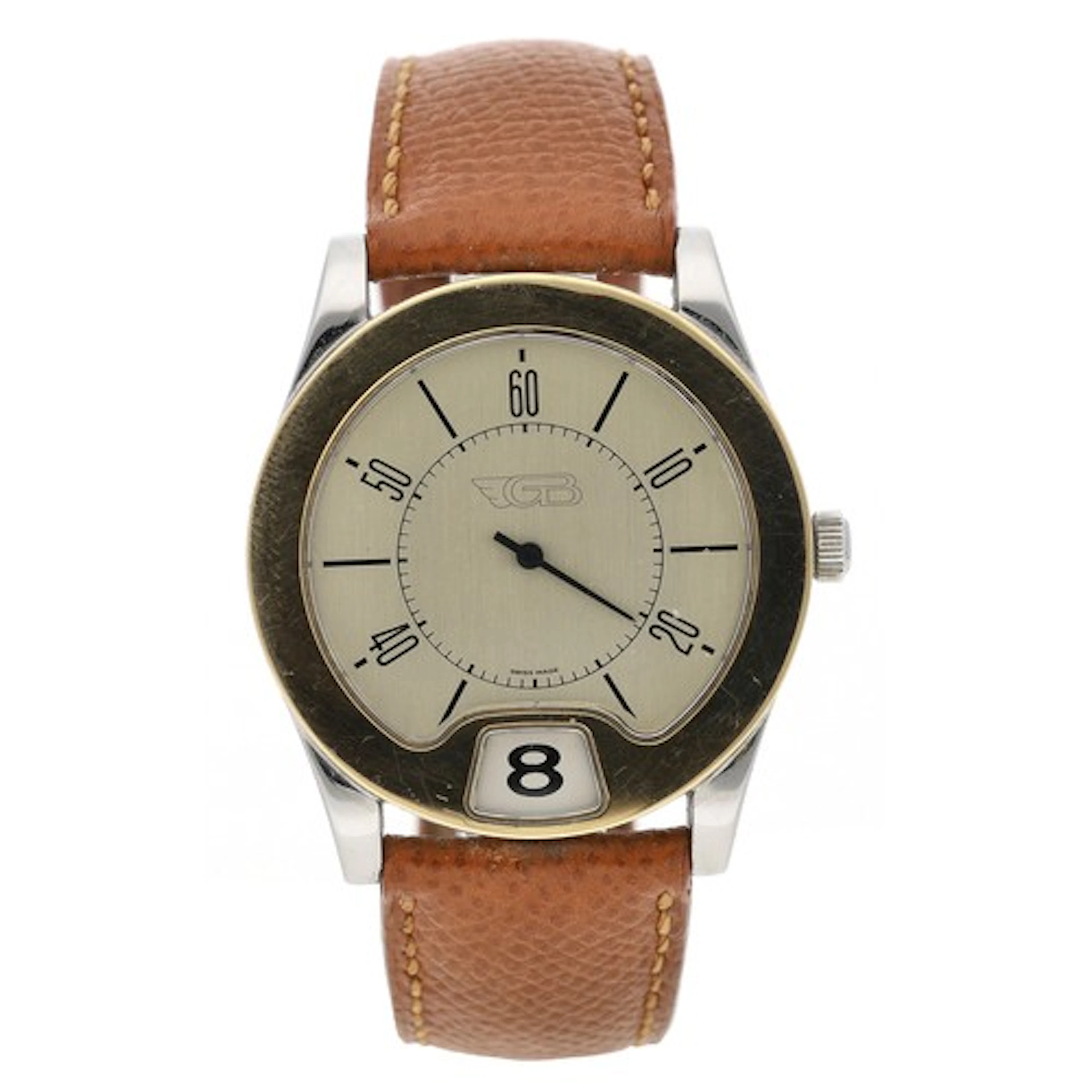 Gianni Bulgari 'Jump Hour' stainless steel gentleman's wrist...