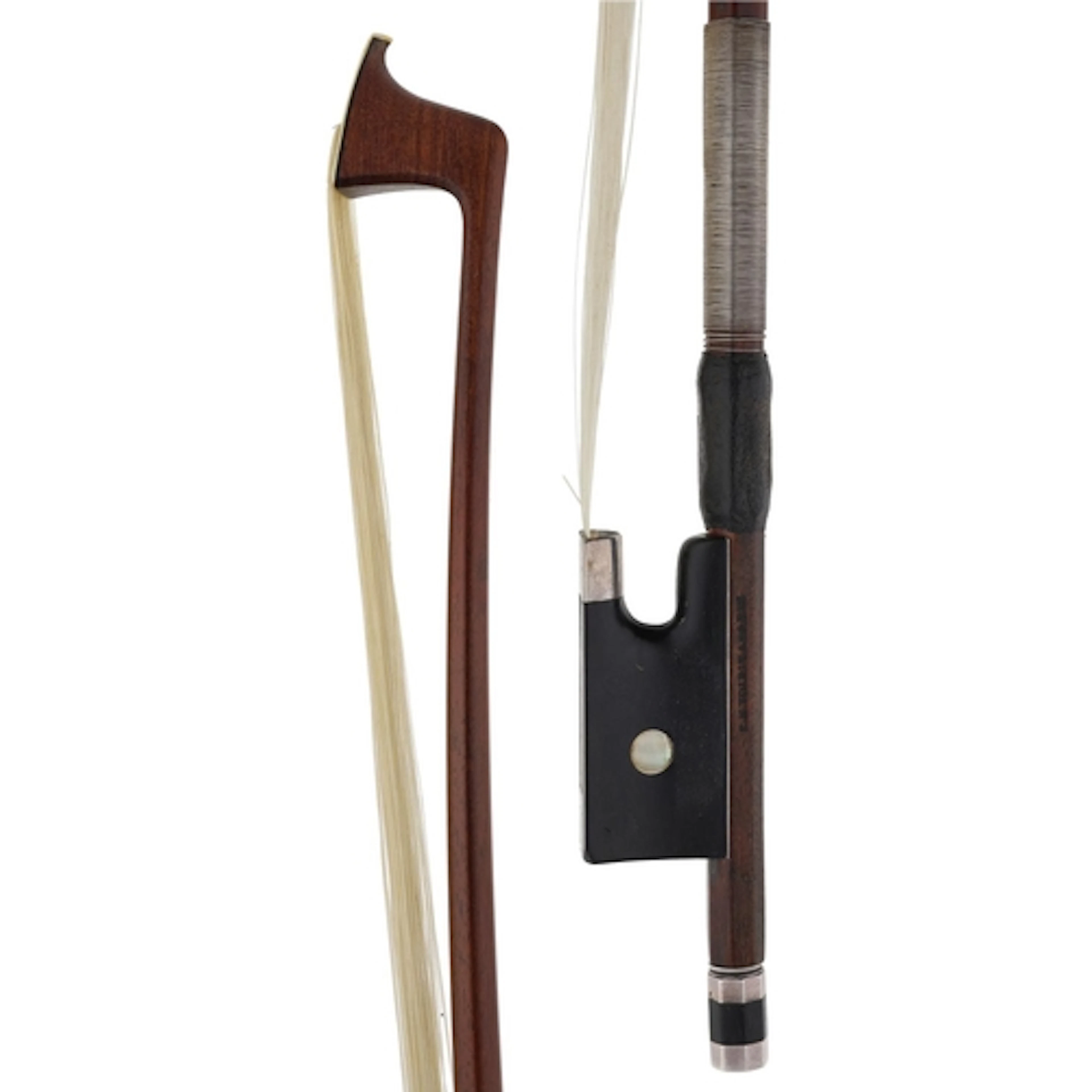 Silver mounted violin bow, probably French and branded F.N. ...