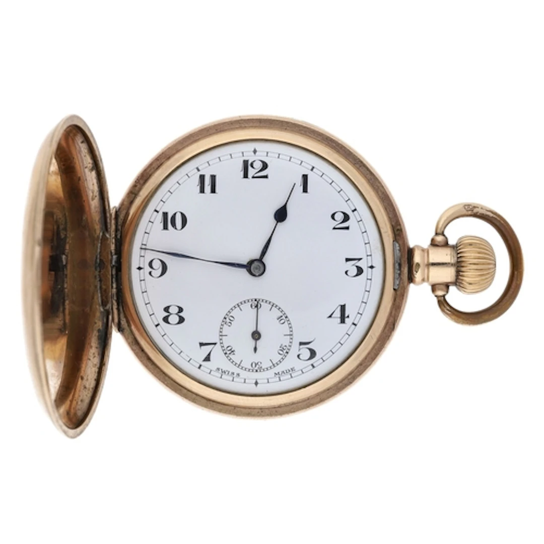 Swiss gold plated lever hunter pocket watch, 15 jewel moveme...