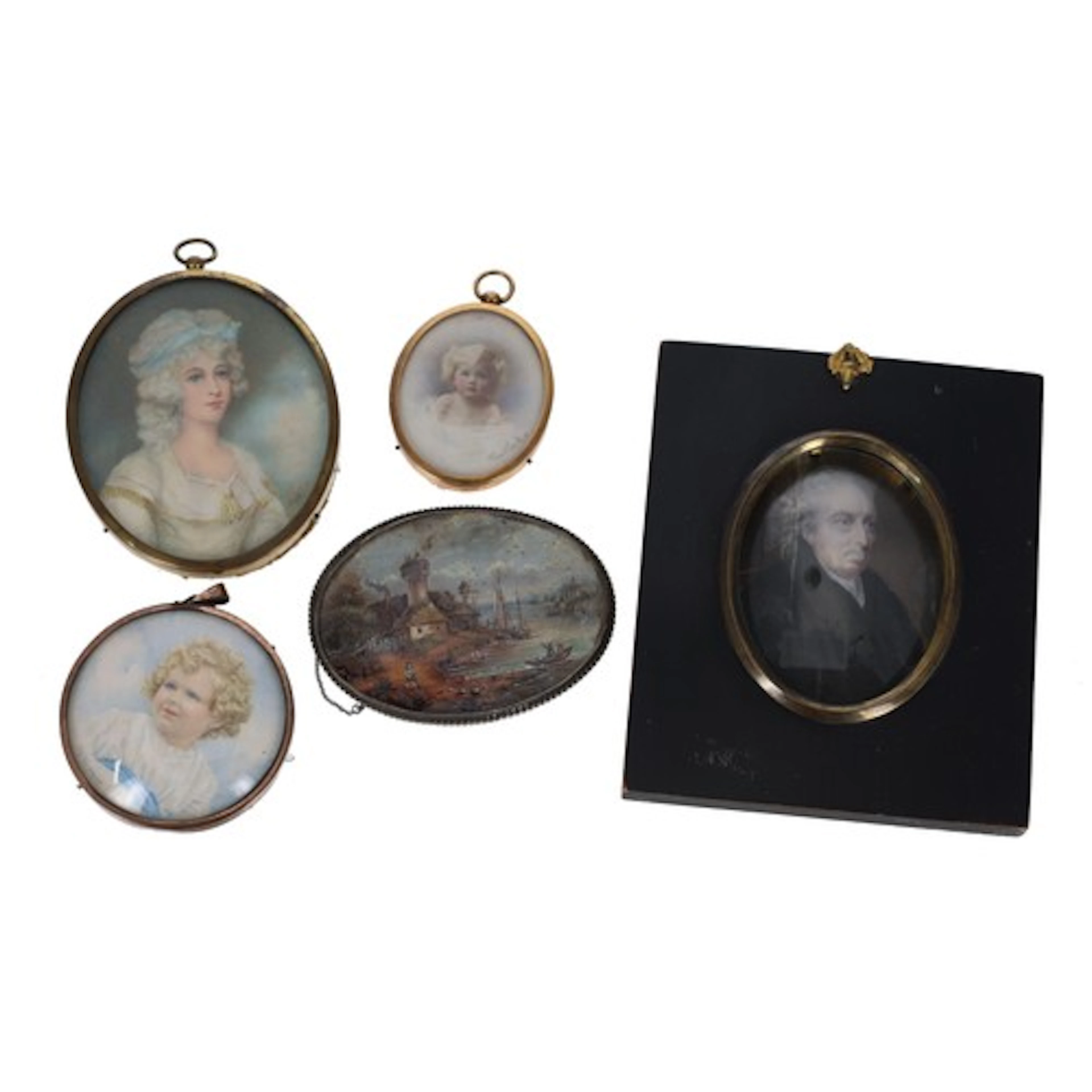 Hay Wrightson (20th century) - Portrait miniature of a young...