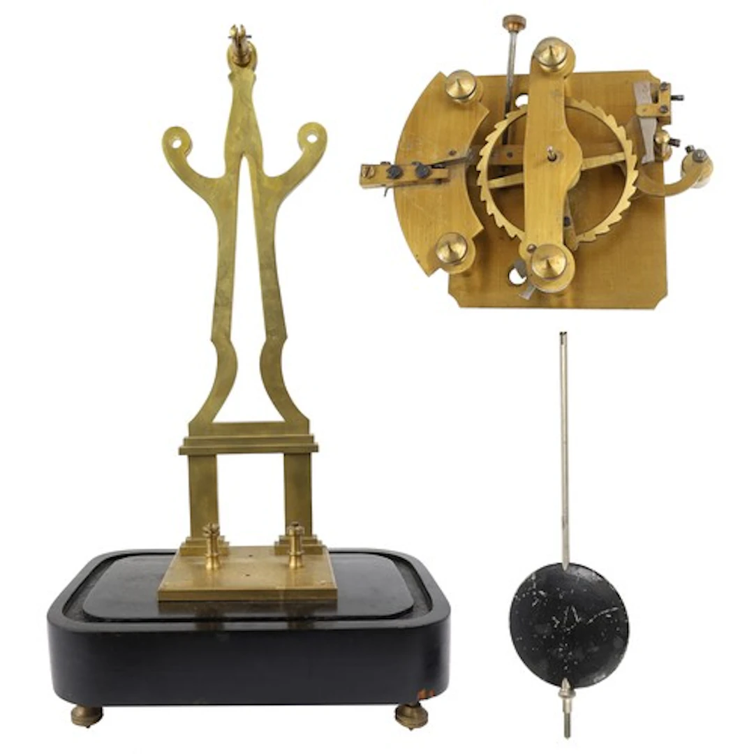 Interesting pendulum propelled part clock movement upon an e...