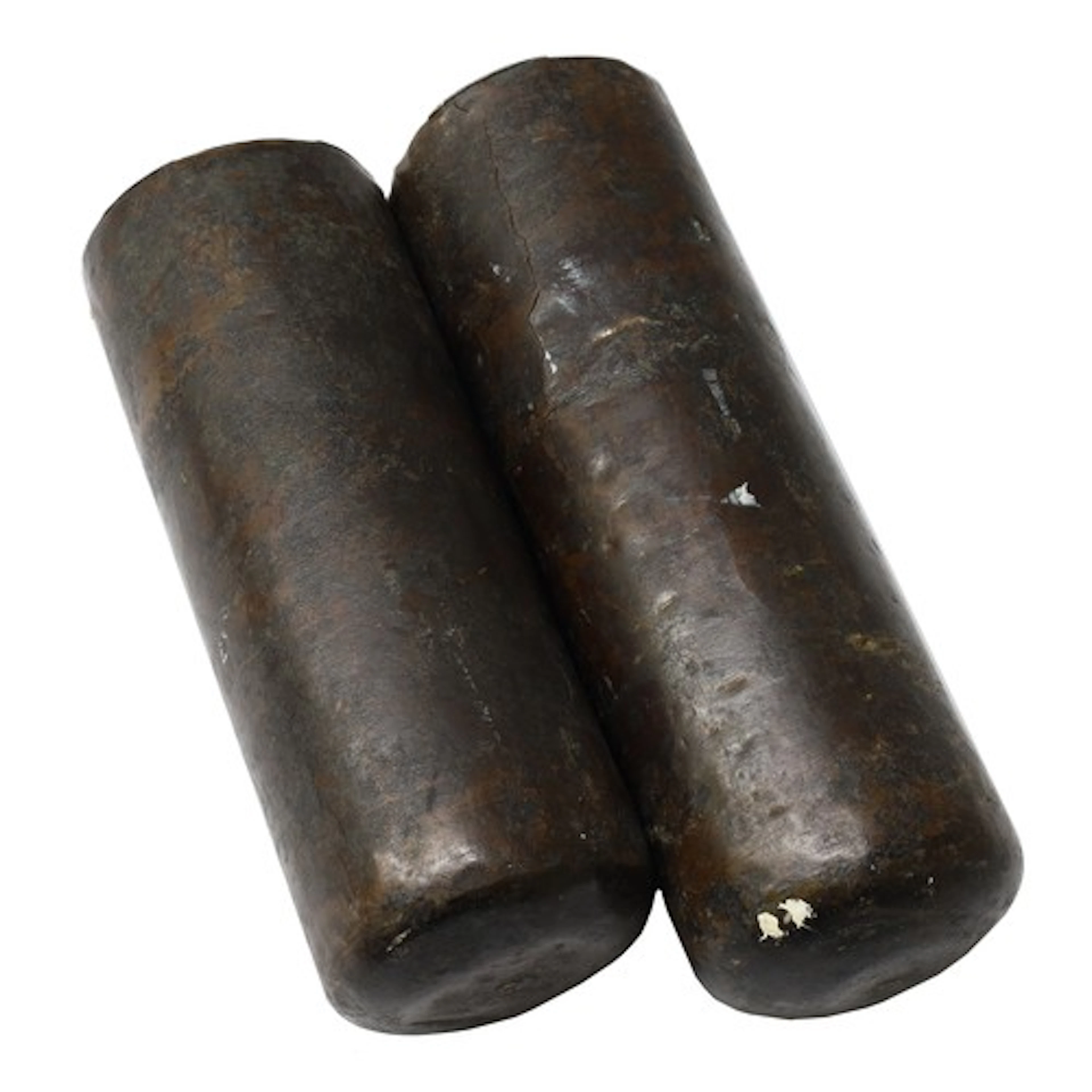 Pair of brass cased longcase clock weights (2)...